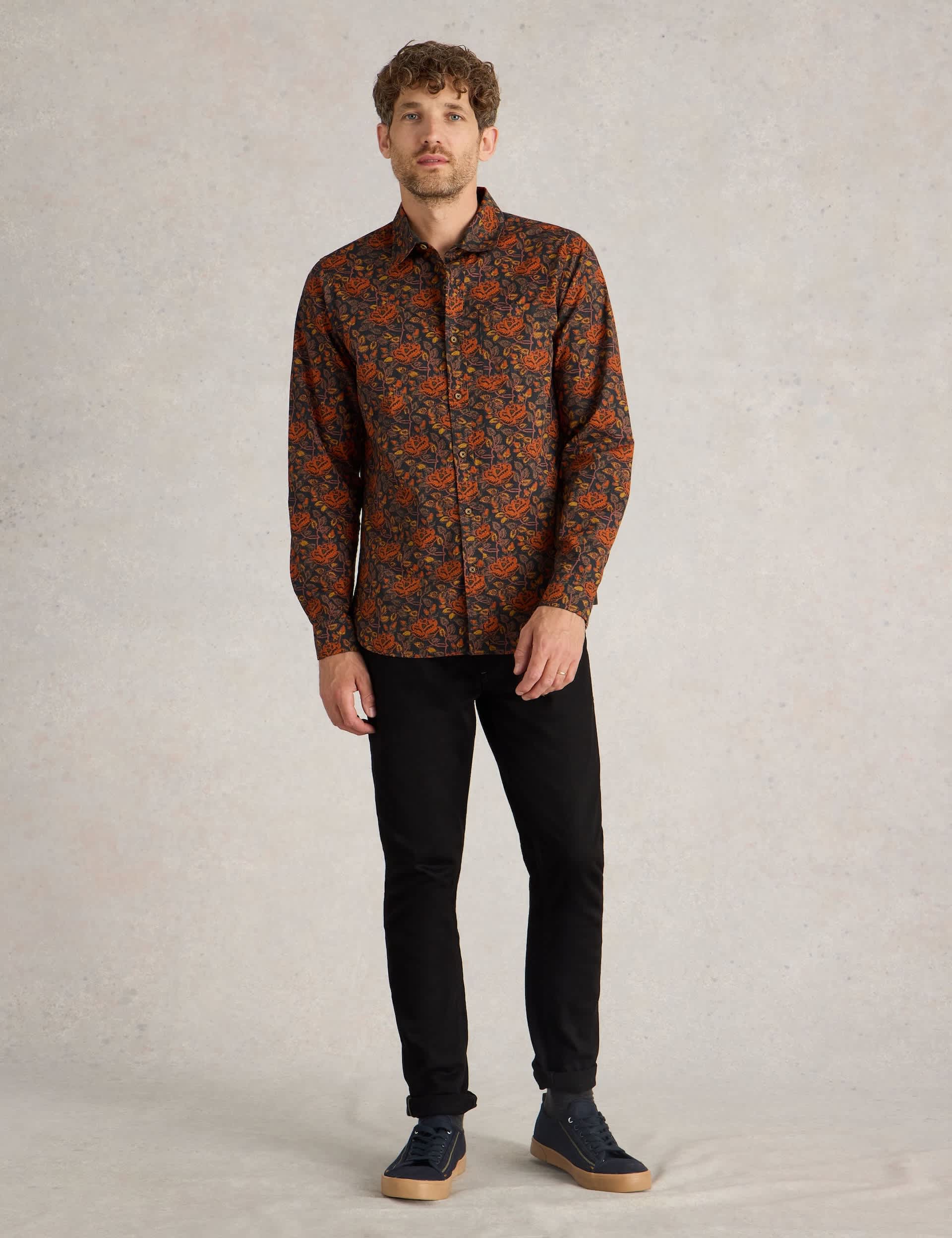 White Stuff Men's Pure Cotton Floral Shirt - M - Brown Mix, Brown Mix