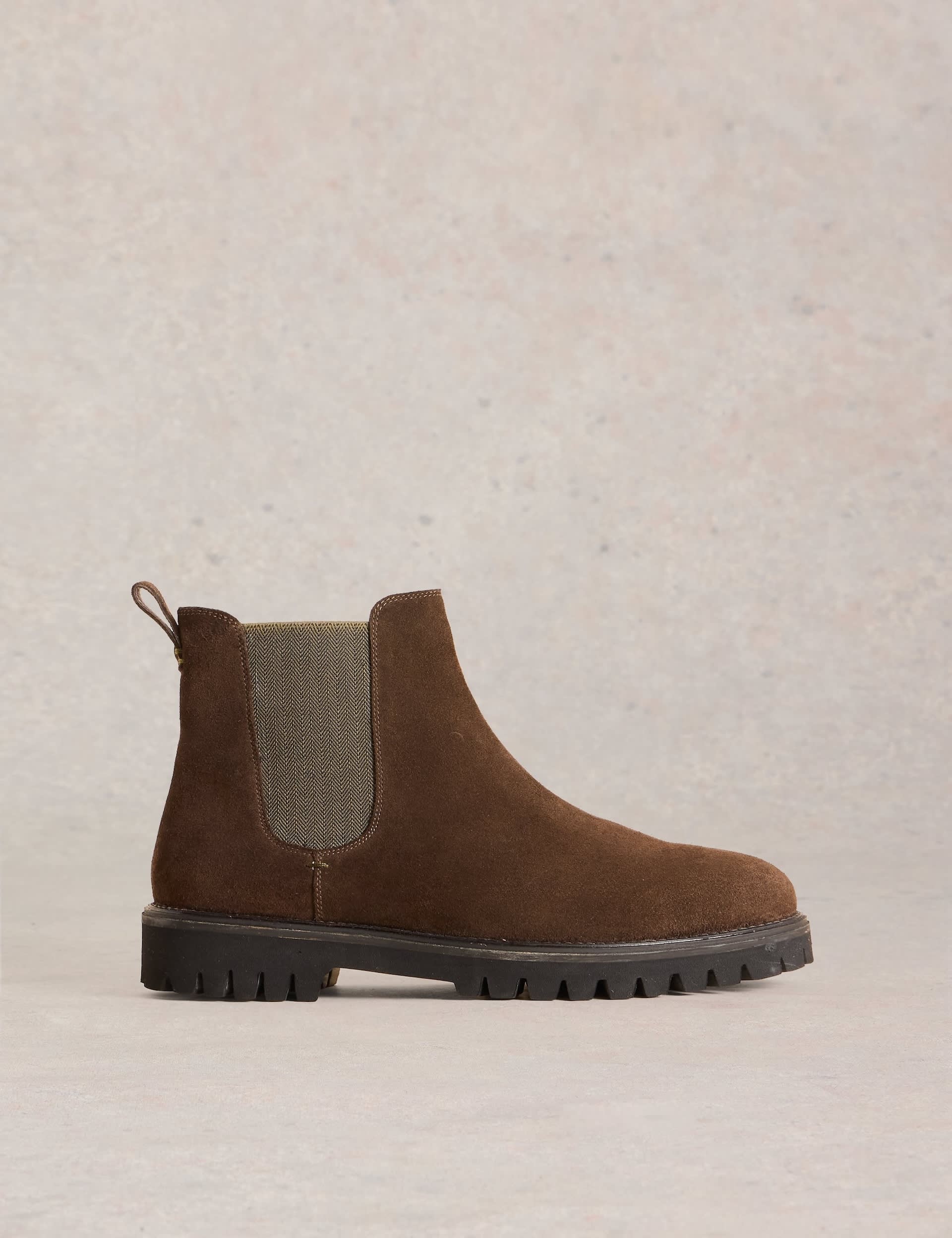 White Stuff Men's Suede Slip-On Chelsea Boots - 9 - Brown, Brown