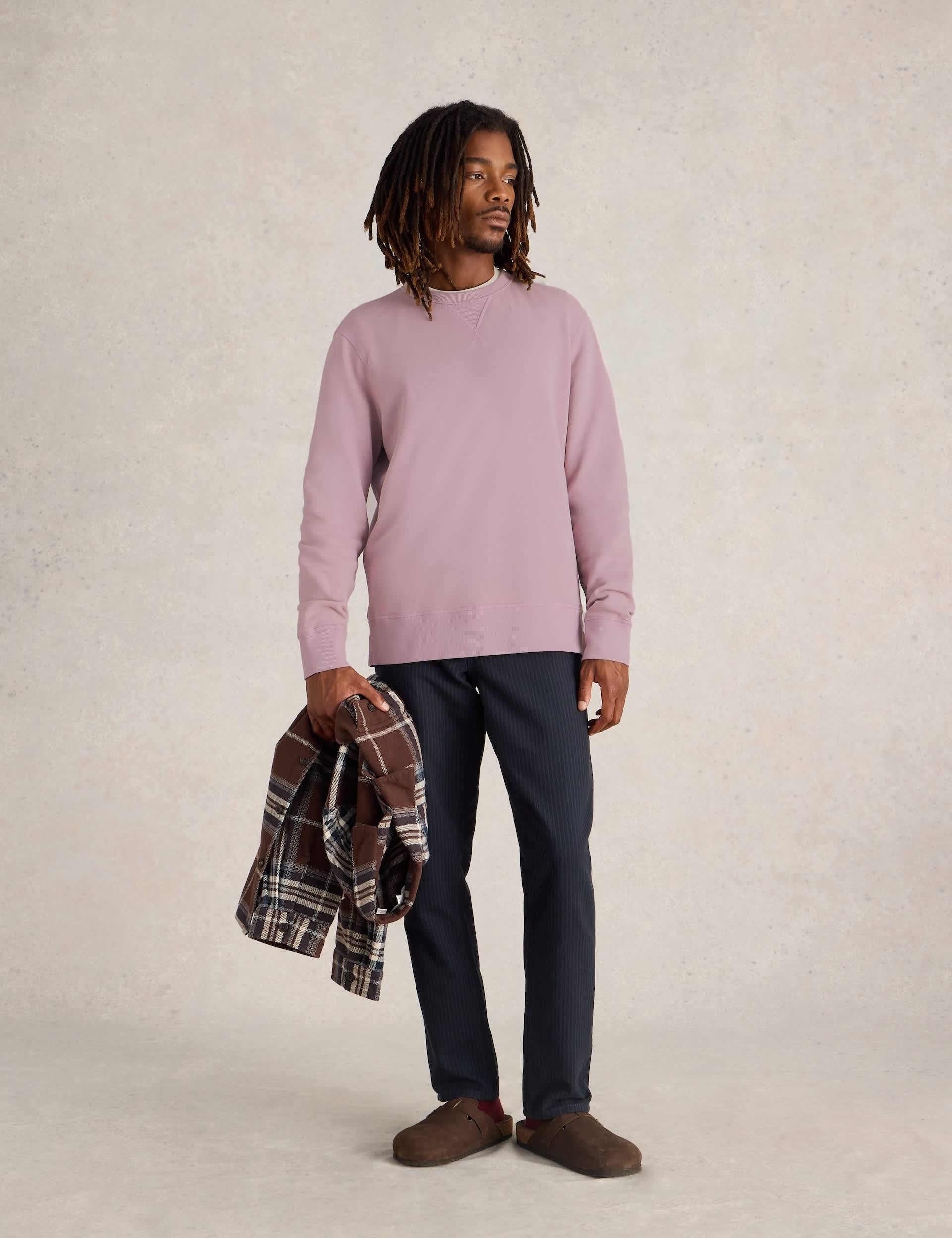 White Stuff Men's Pure Cotton Crew Neck Sweatshirt - M - Pink, Pink