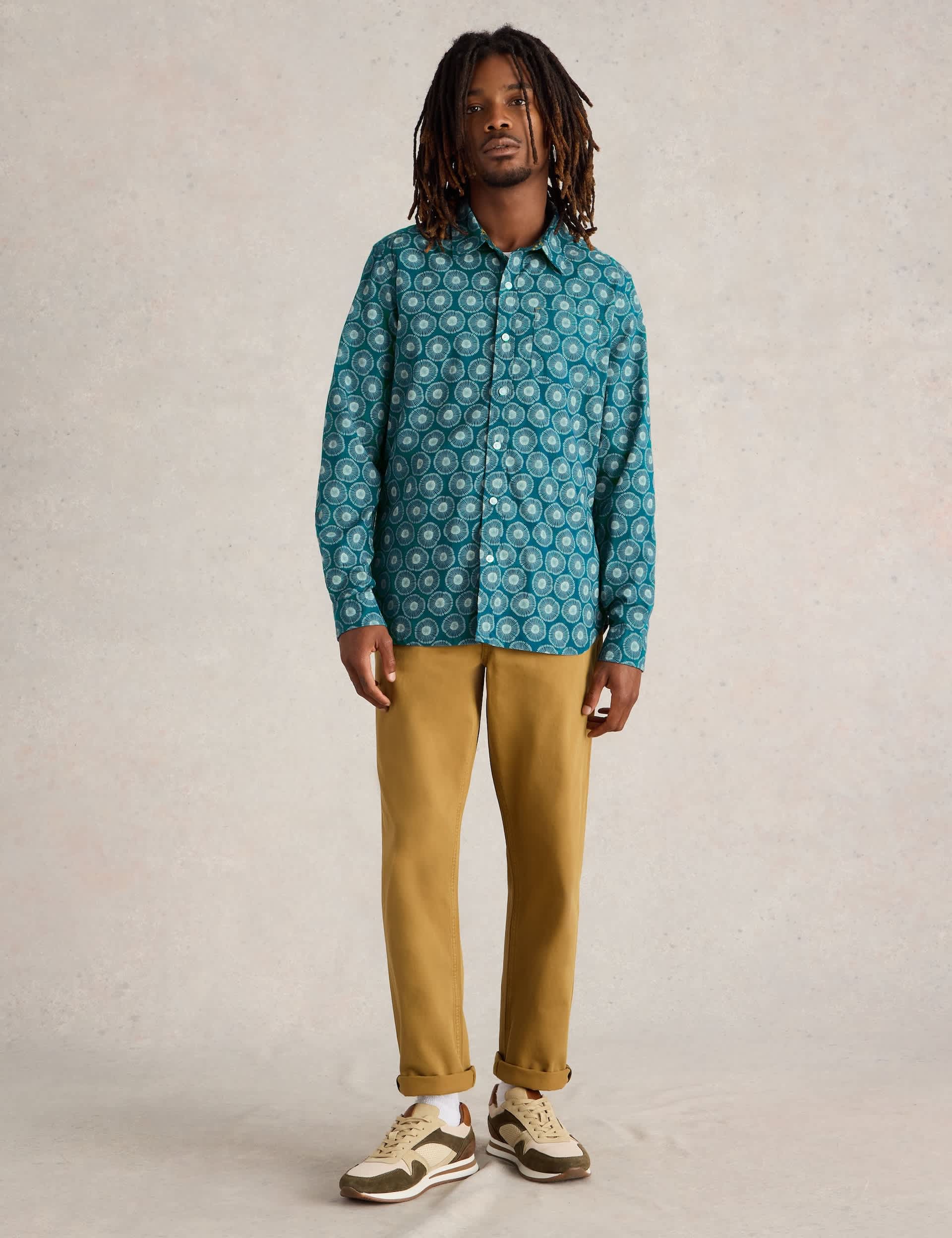 White Stuff Men's Slim Fit Pure Cotton Print Shirt