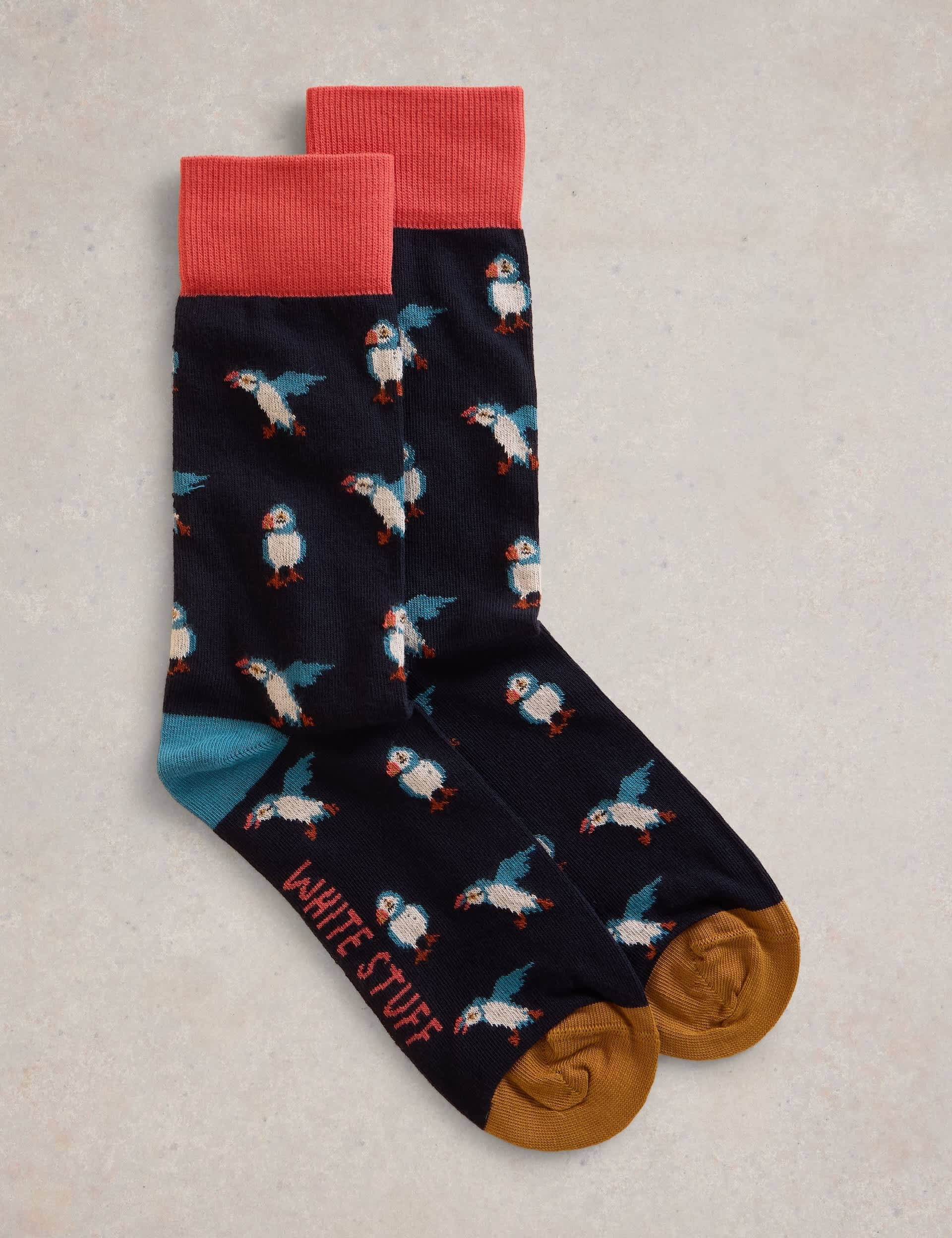 White Stuff Men's Patterned Novelty Cotton Rich Socks