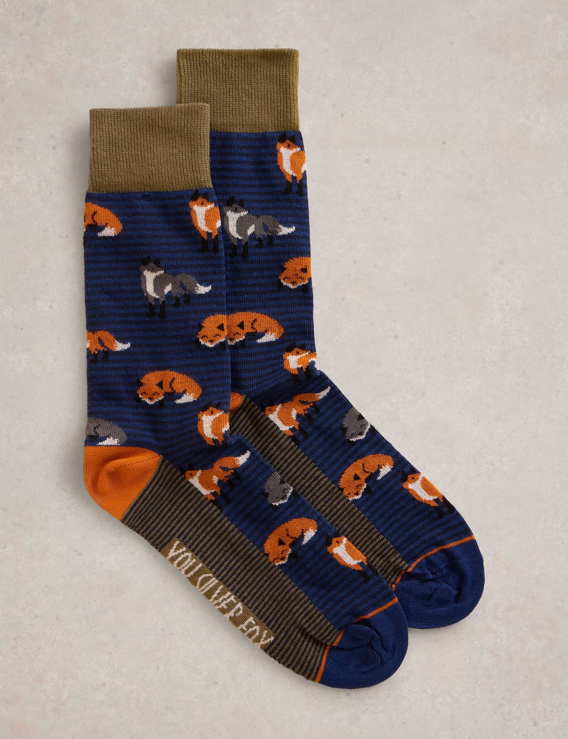 White Stuff Men's Silver Fox Cotton Rich Socks - 10-12 - Navy Mix, Navy Mix