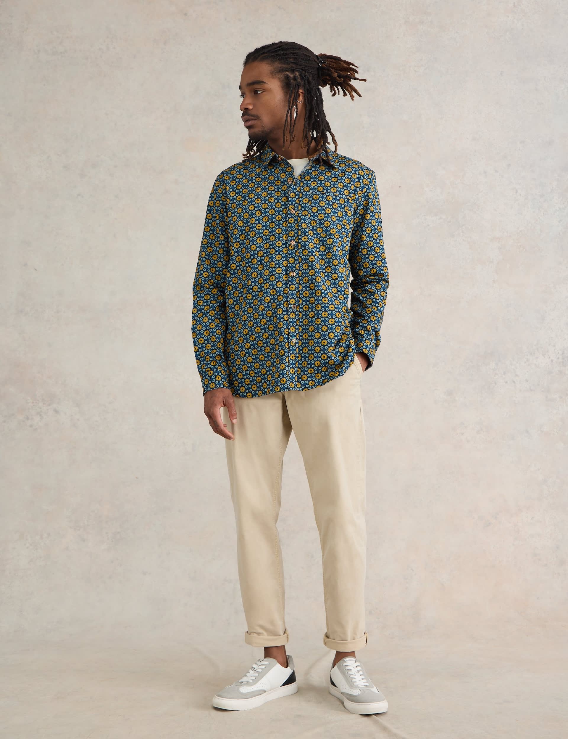 White Stuff Men's Pure Cotton Floral Shirt