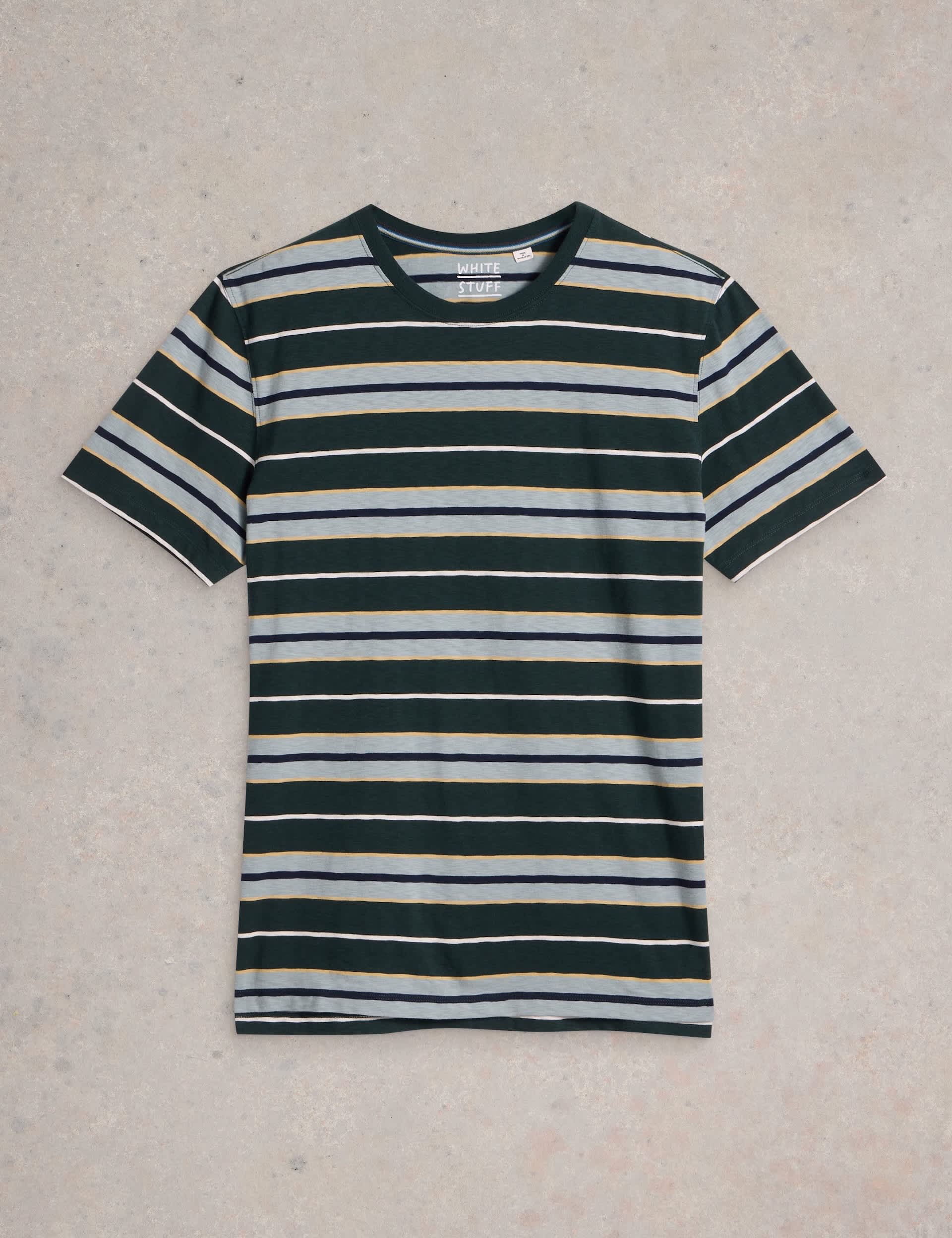 White Stuff Men's Pure Cotton Striped T-Shirt - M - Navy Mix, Navy Mix,Natural Mix,Green Mix,White M