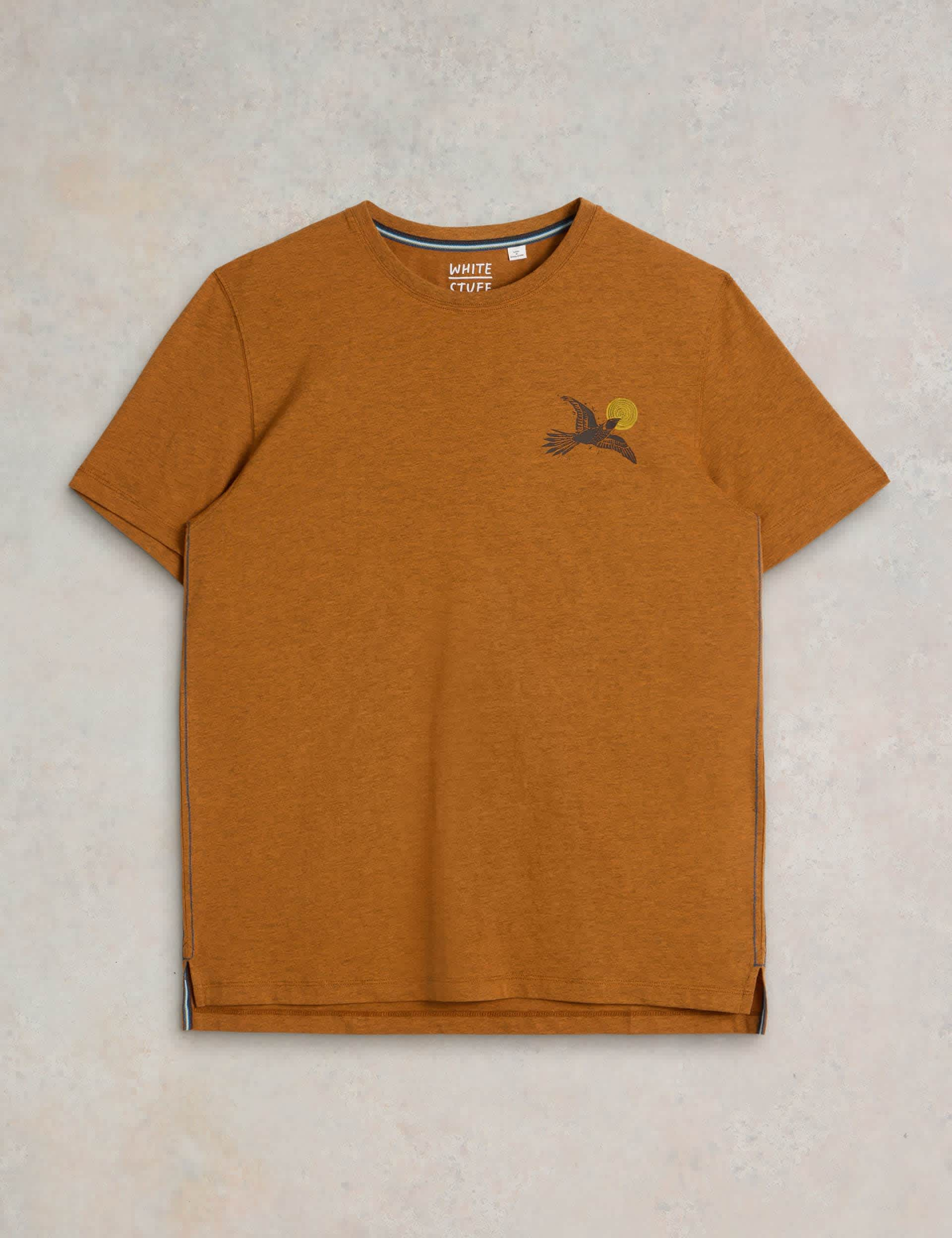 White Stuff Men's Cotton Rich Hawk Graphic T-Shirt - L - Orange Mix, Orange Mix