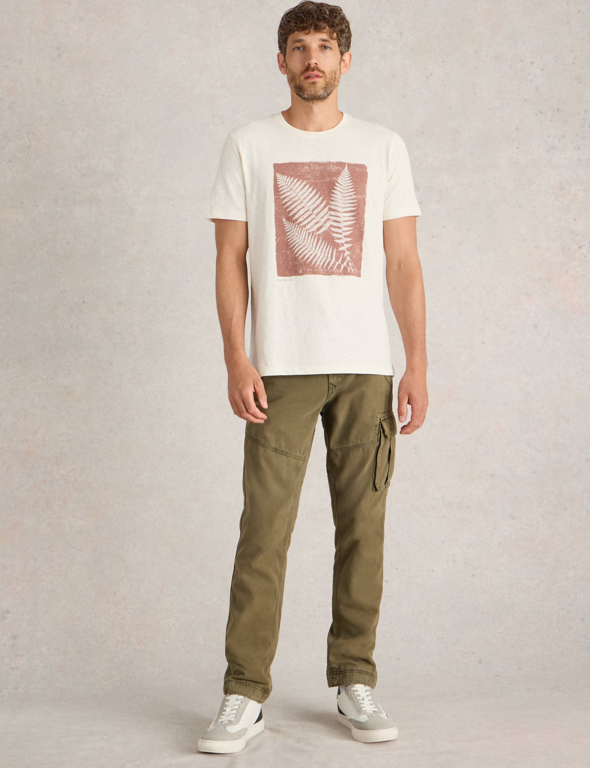 White Stuff Men's Pure Cotton Leaf Graphic T-Shirt
