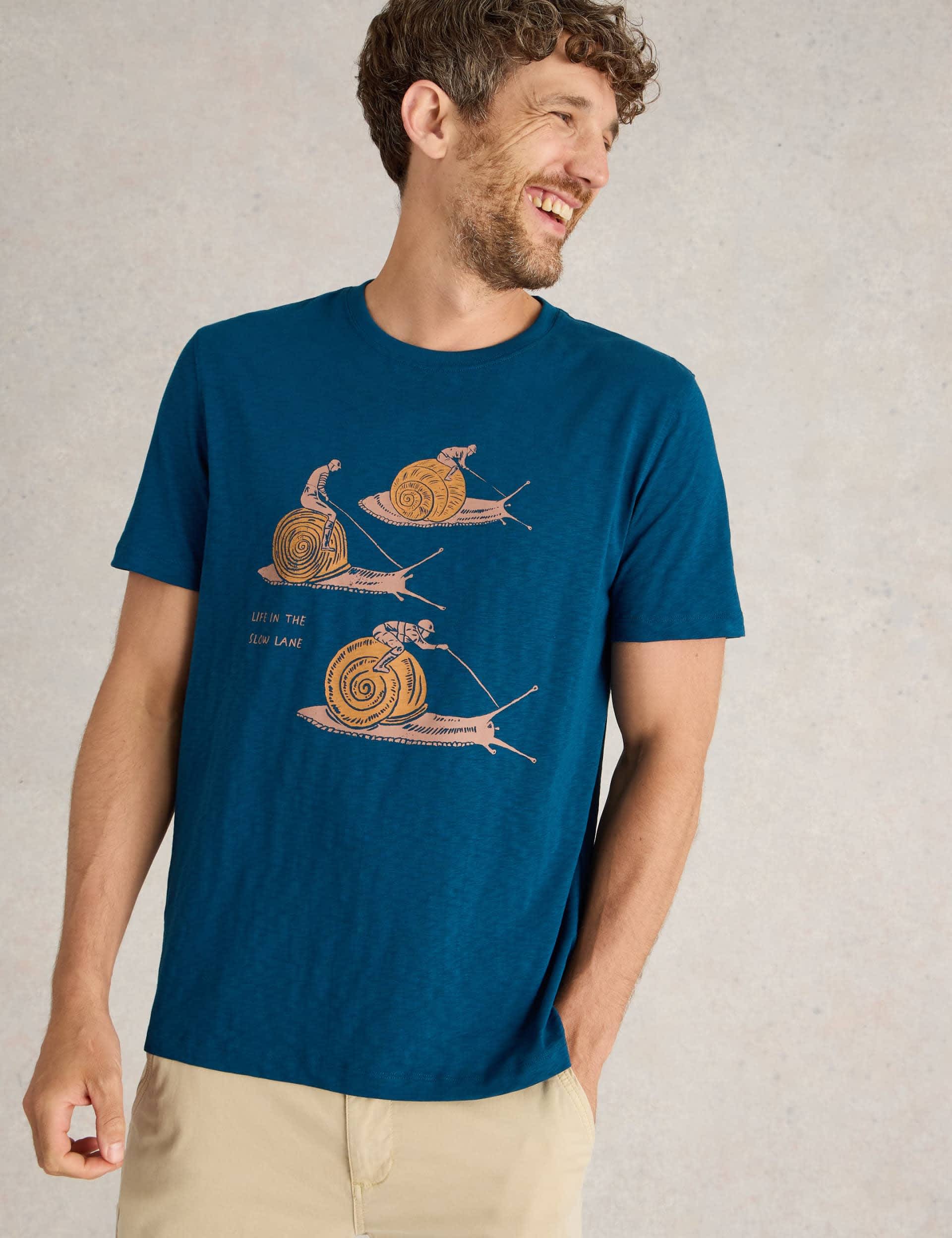 White Stuff Men's Pure Cotton Graphic T-Shirt