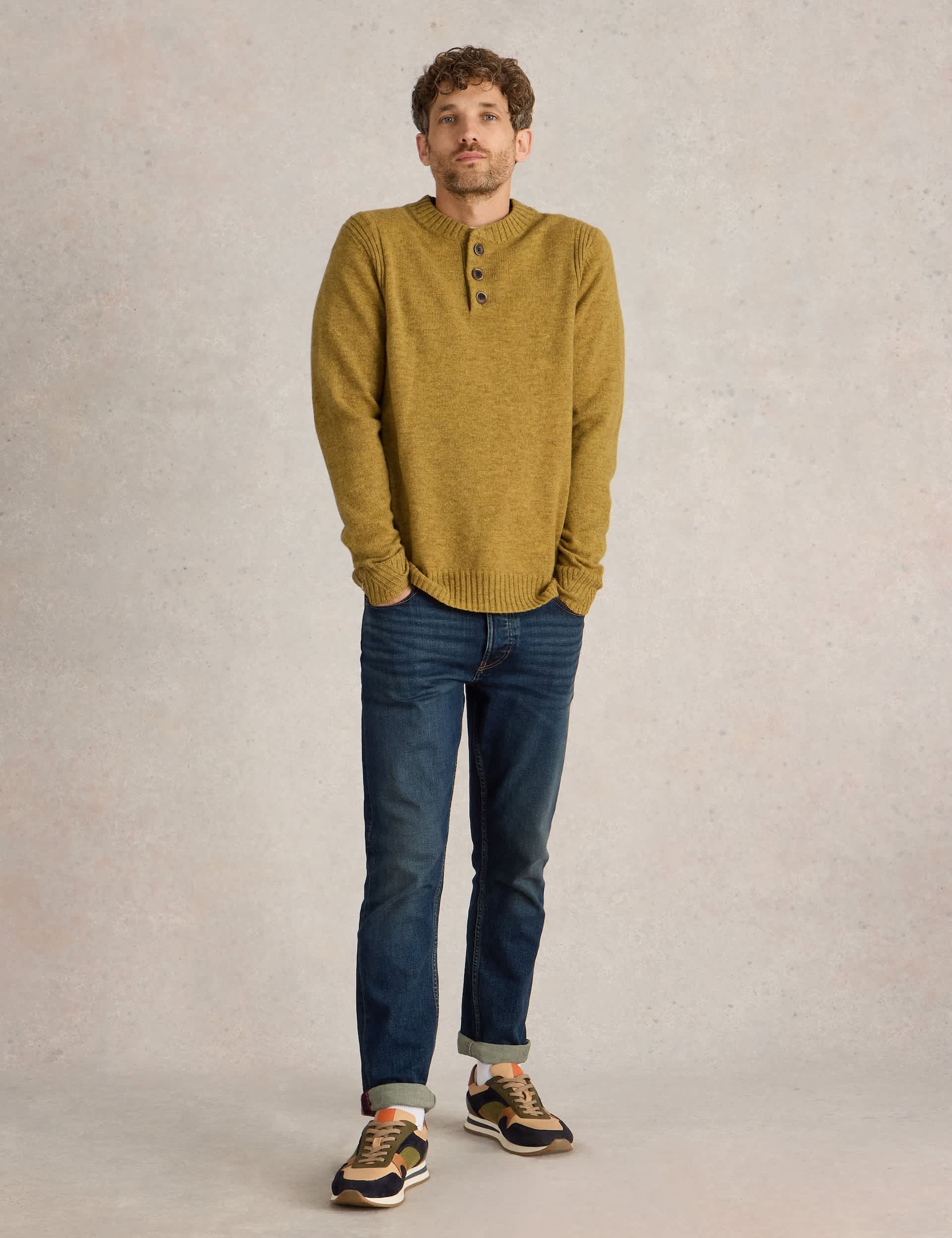 White Stuff Men's Lambswool Rich Crew Neck Jumper - Yellow, Yellow