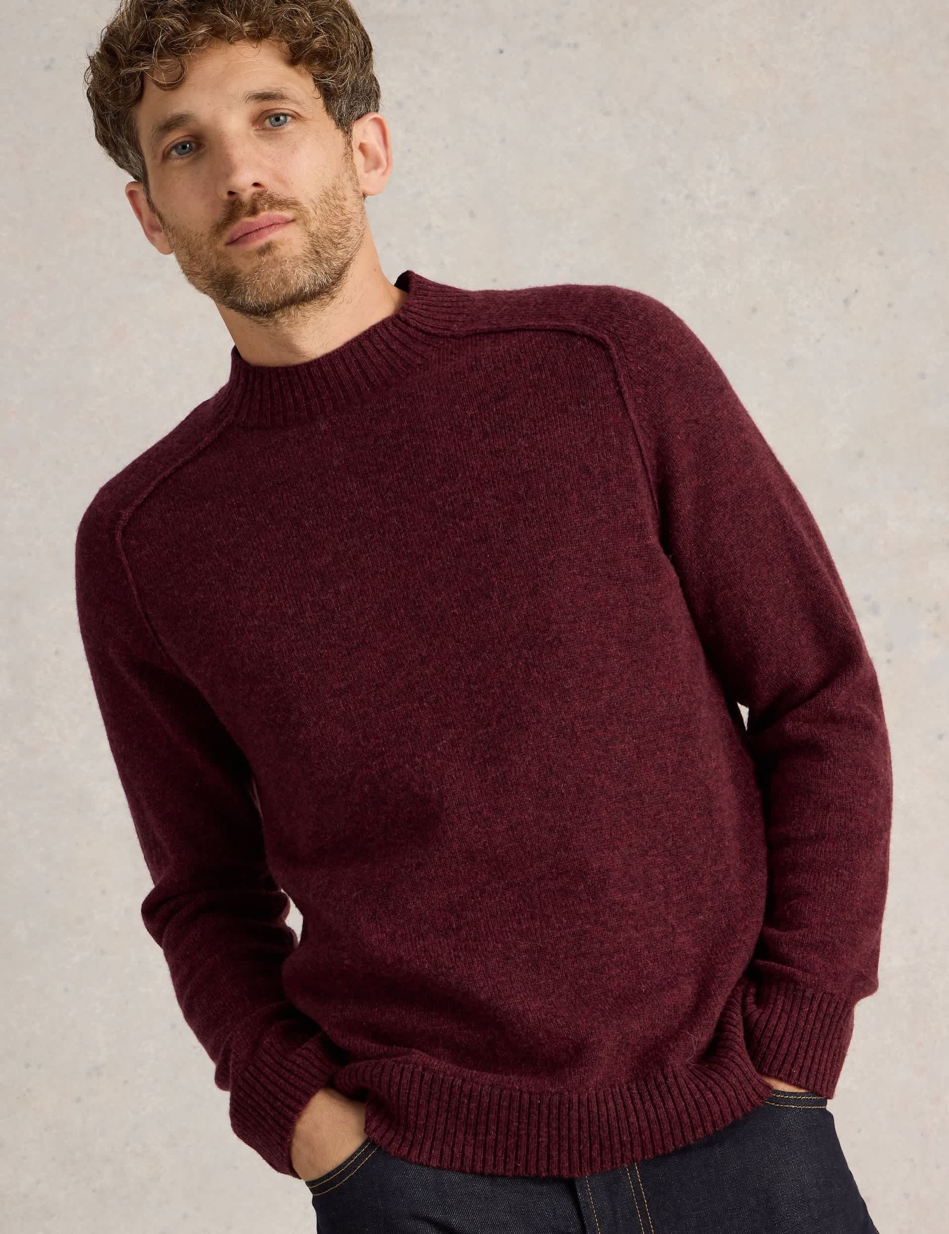 White Stuff Men's Lambswool Rich Jumper - Purple, Purple,Red