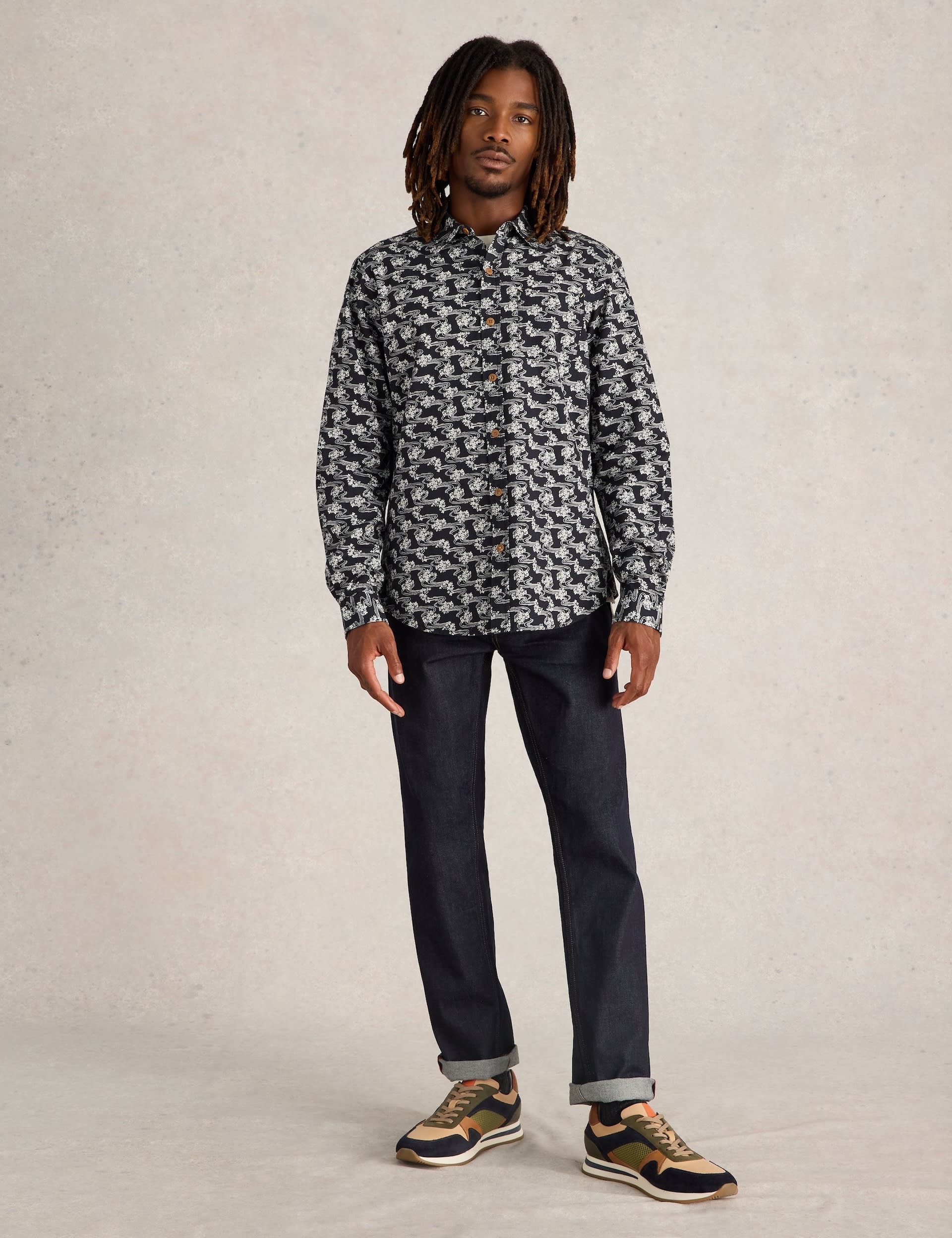 White Stuff Men's Pure Cotton Floral Shirt