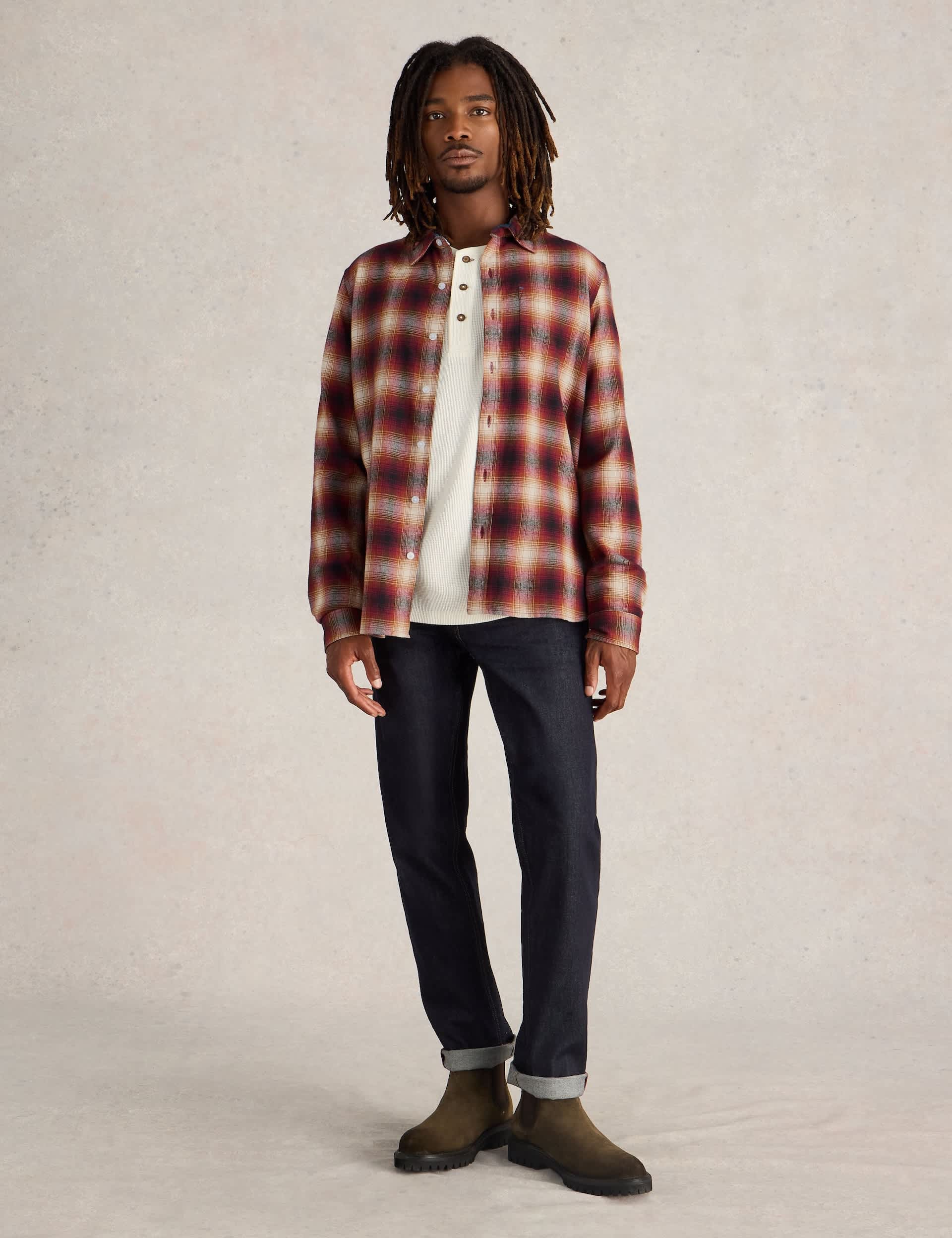 White Stuff Men's Pure Cotton Check Flannel Shirt