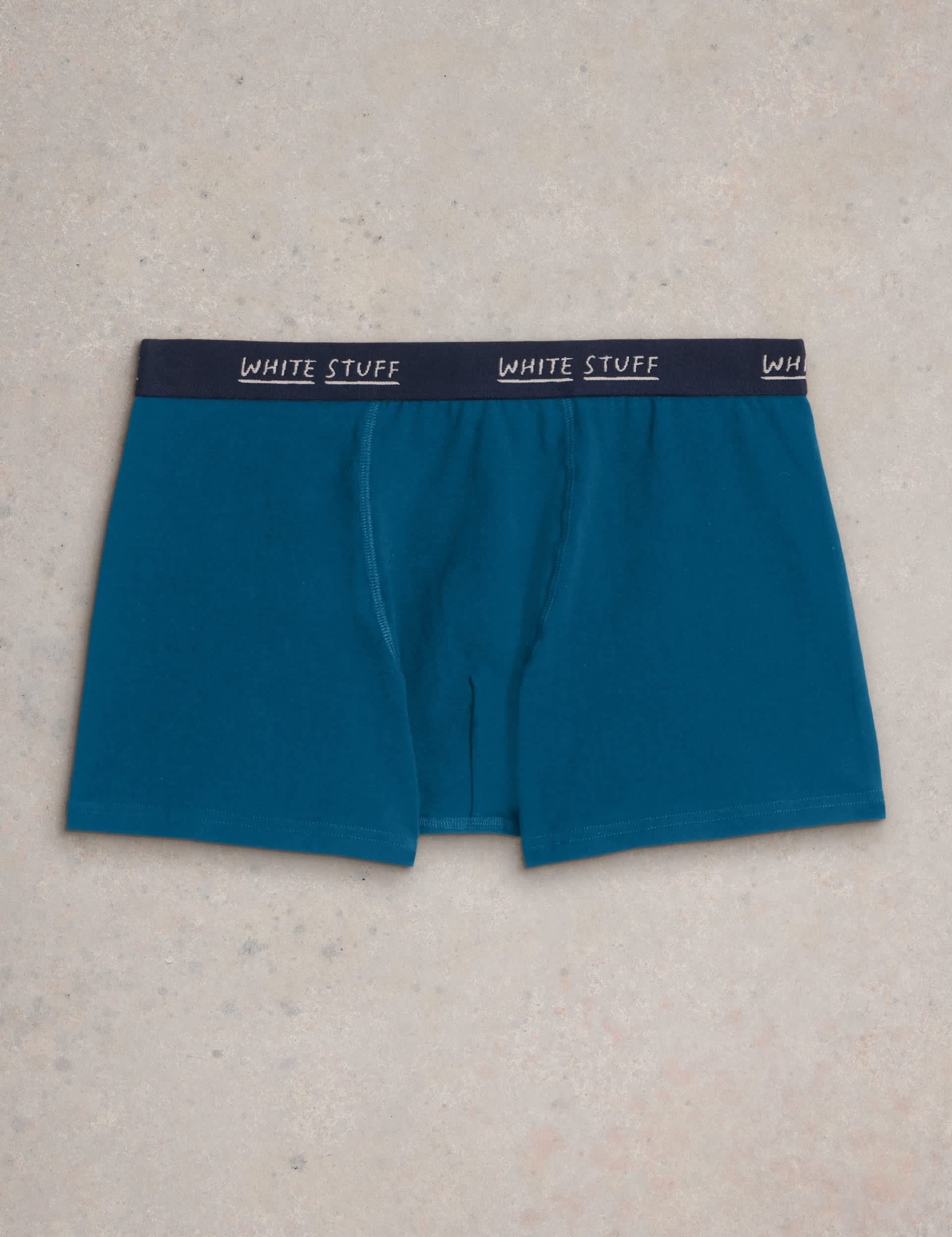 White Stuff Men's 2 Pack Cotton Rich Fish Boxers - M - Dark Green Mix, Navy Mix,Dark Green Mix