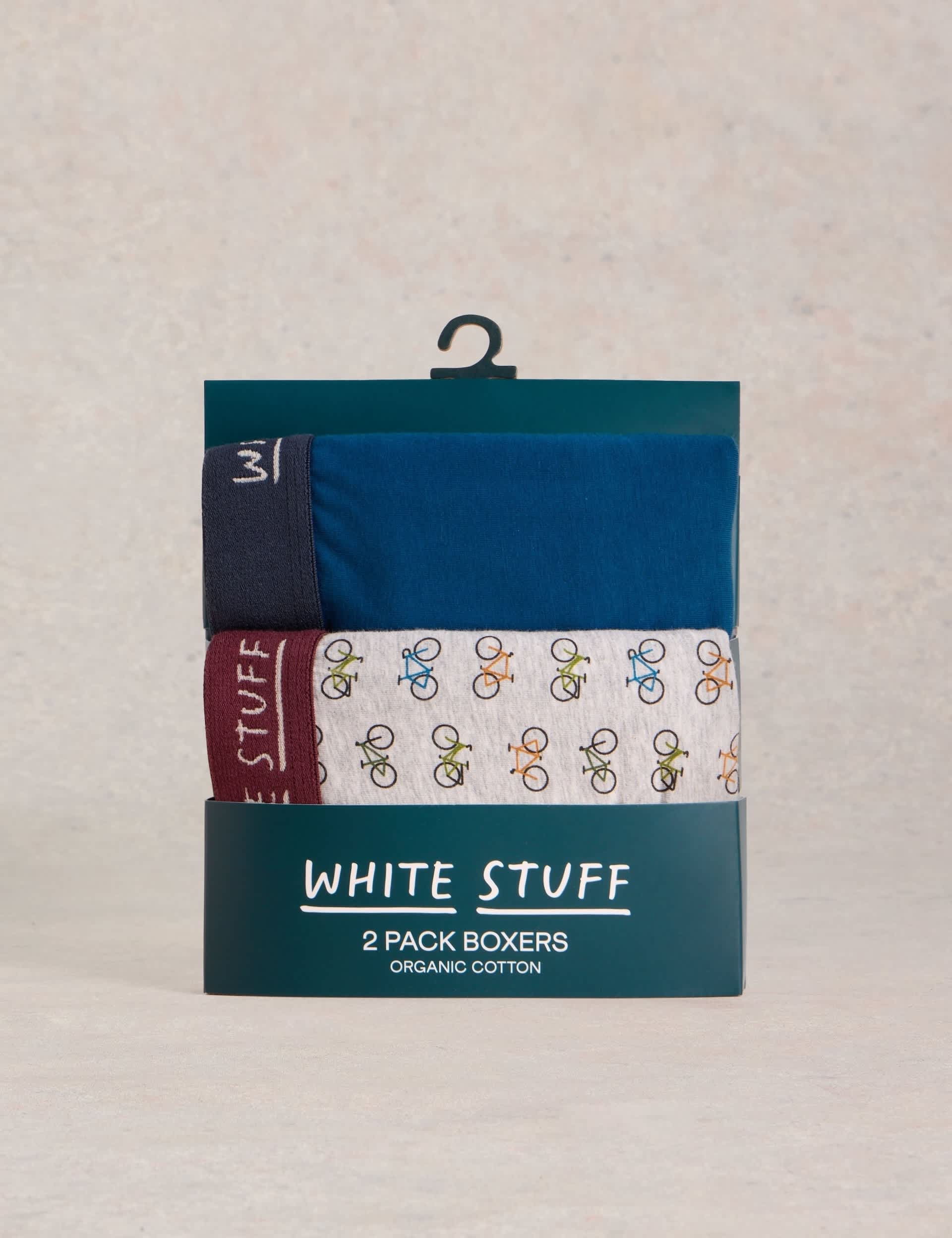 White Stuff Men's 2 Pack Cotton Rich Fish Boxers - M - Dark Green Mix, Green Mix,Navy Mix,Dark Green Mix,Teal Mix