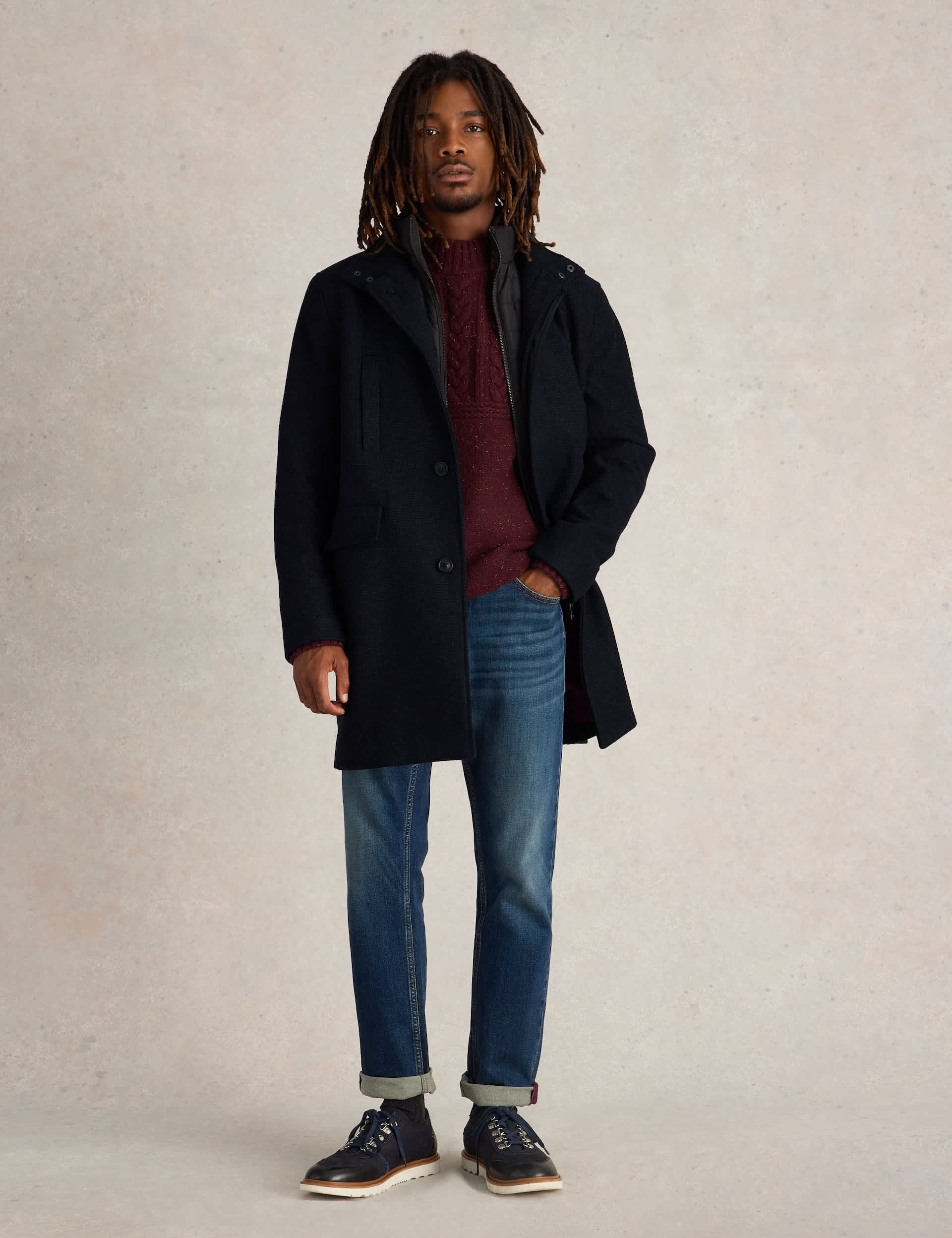 White Stuff Men's Wool Rich Overcoat