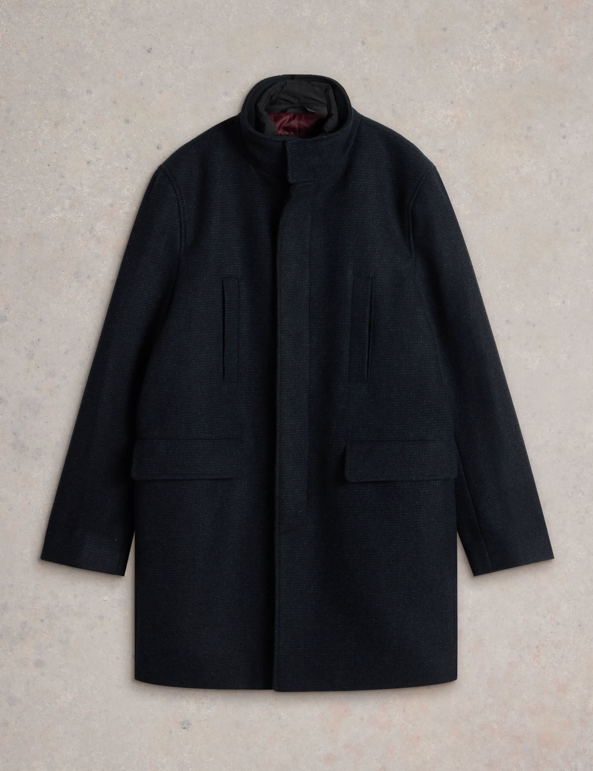 White Stuff Men's Wool Rich Overcoat - S - Navy, Navy