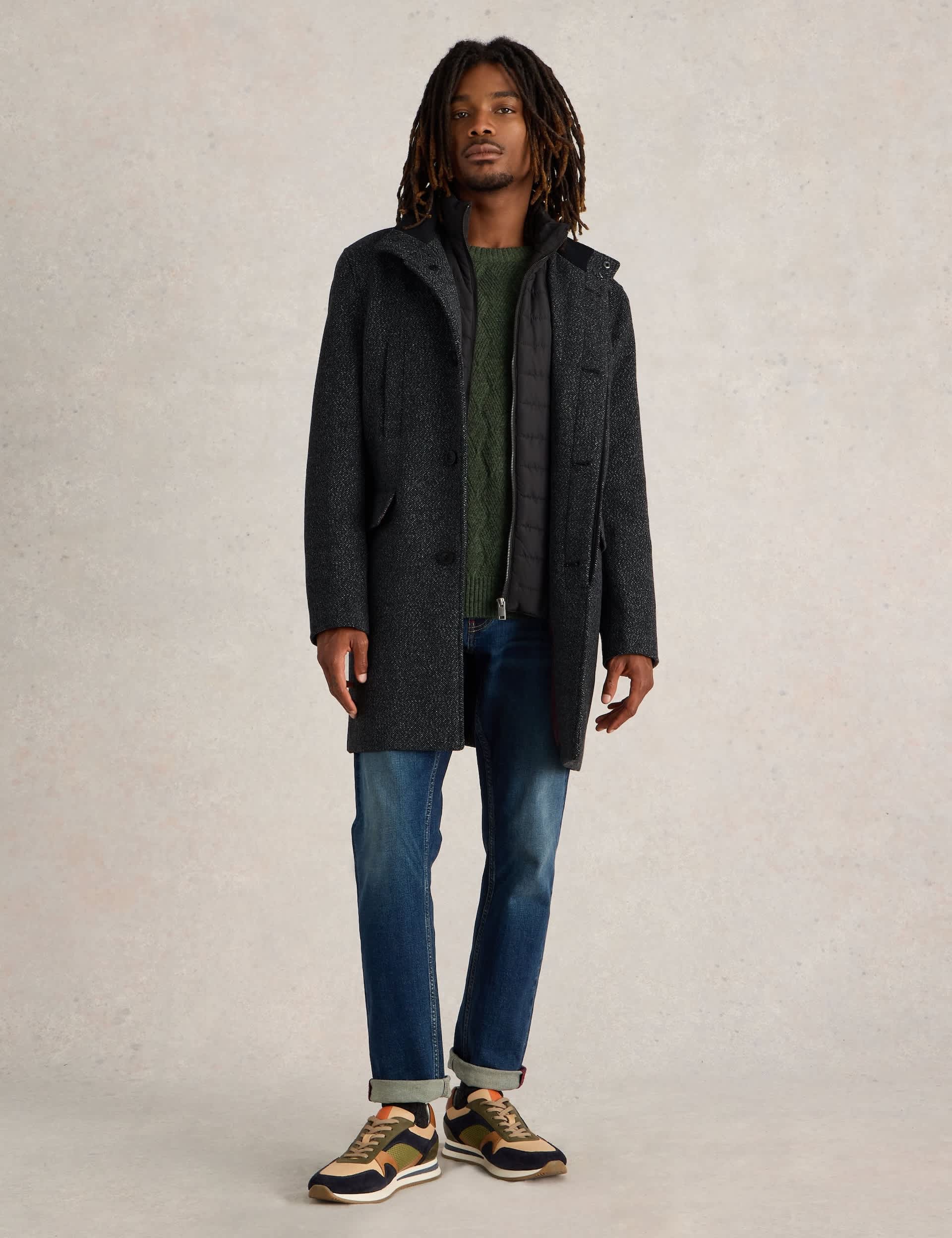 White Stuff Men's Wool Blend Overcoat