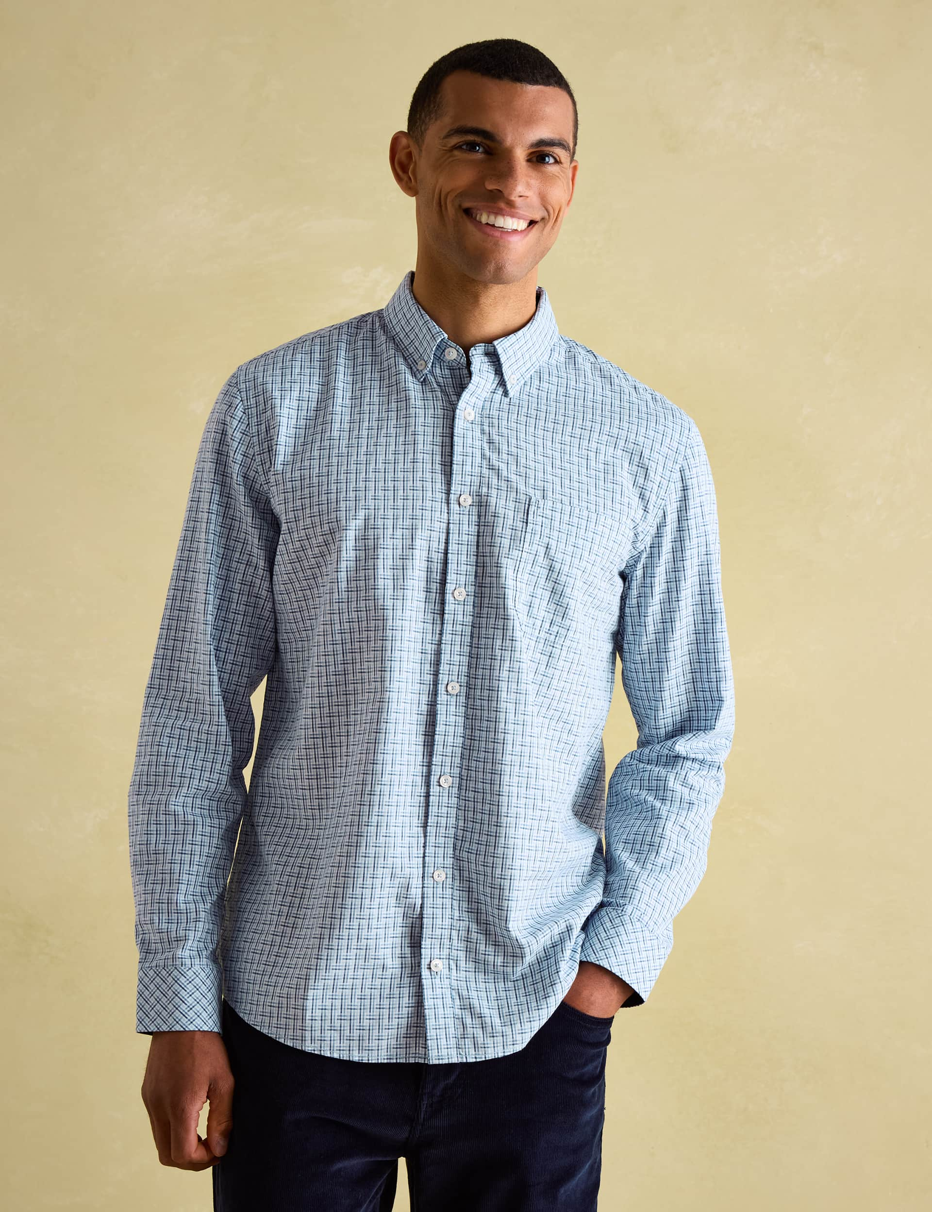 Joules Men's Pure Cotton Check Oxford Shirt - L - Blue Mix, Blue Mix,Brown Mix,Navy Mix,Cream Mix