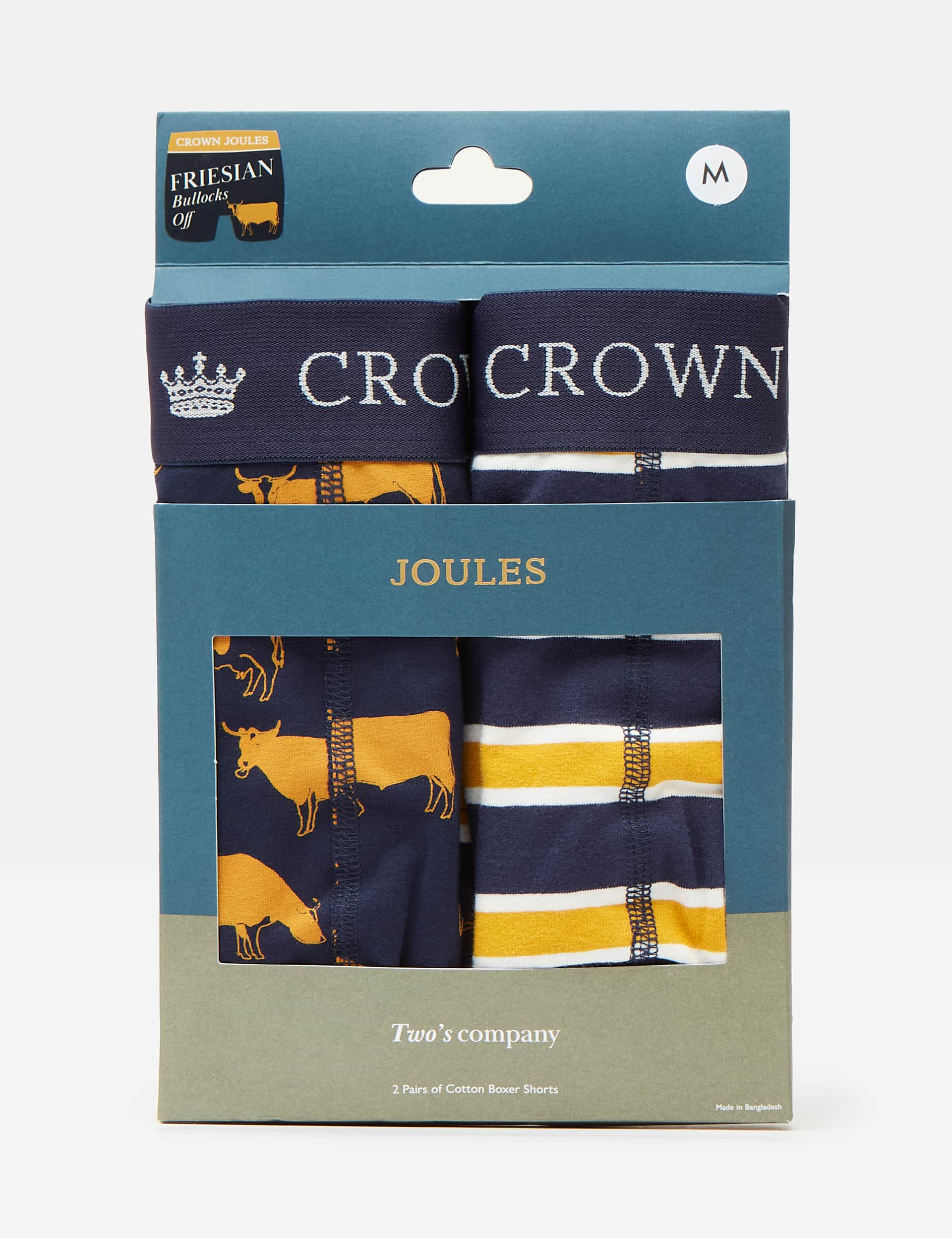 Joules Men's 2pk Pure Cotton Jersey Printed Boxers - M - Navy Mix, Blue Mix,Green Mix,Navy Mix