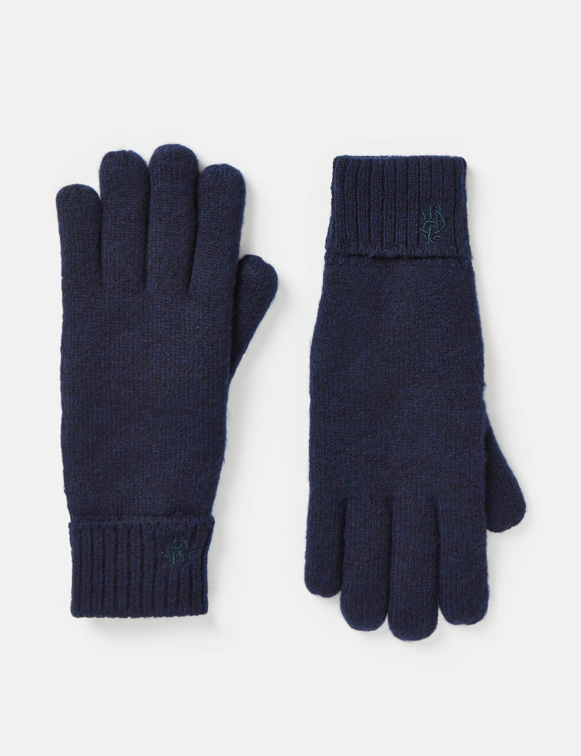 Joules Men's Knitted Gloves - M-L - Grey, Grey,Green