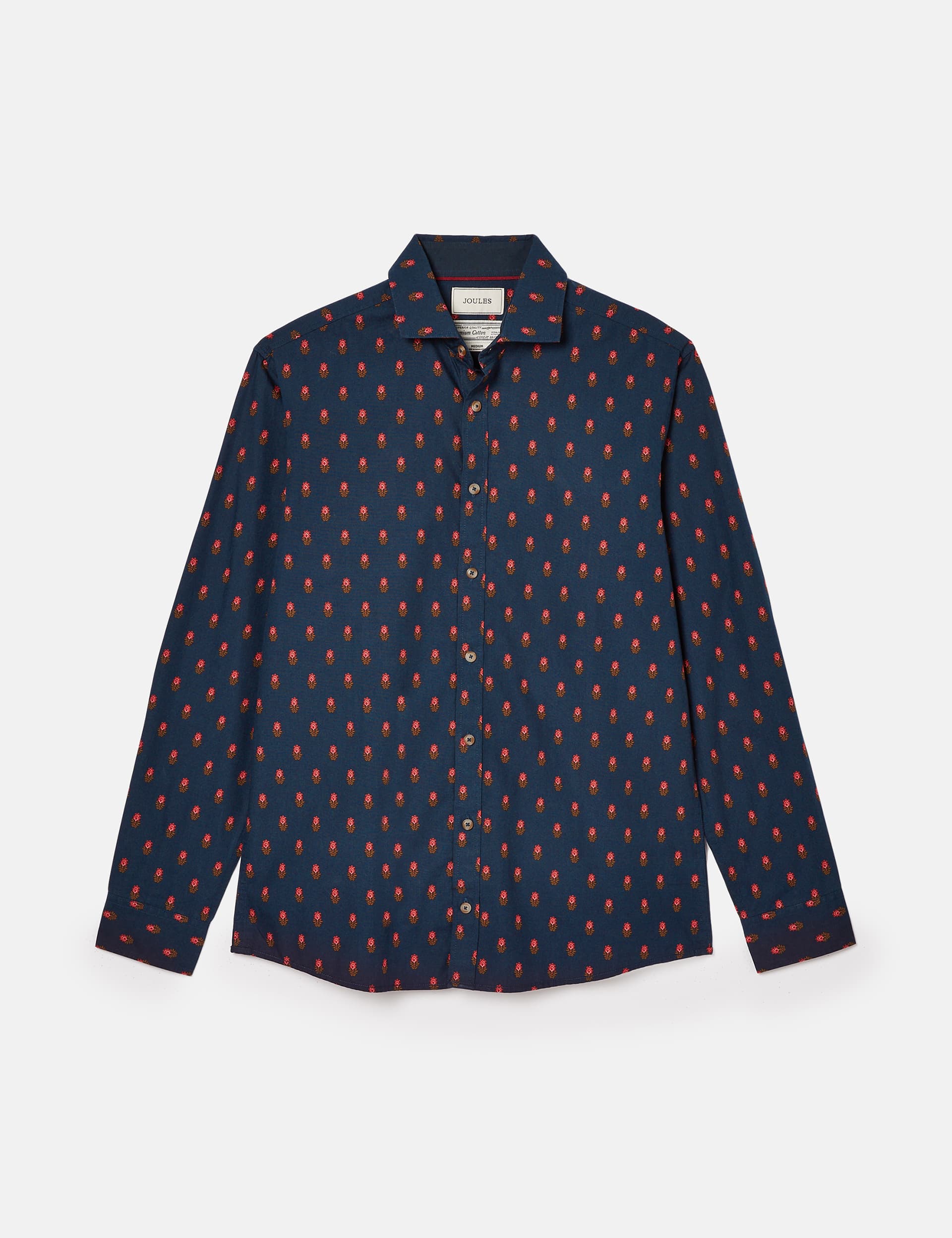 Joules Men's Regular Fit Pure Cotton Paisley Oxford Shirt - Dark Navy Mix, Dark Navy Mix