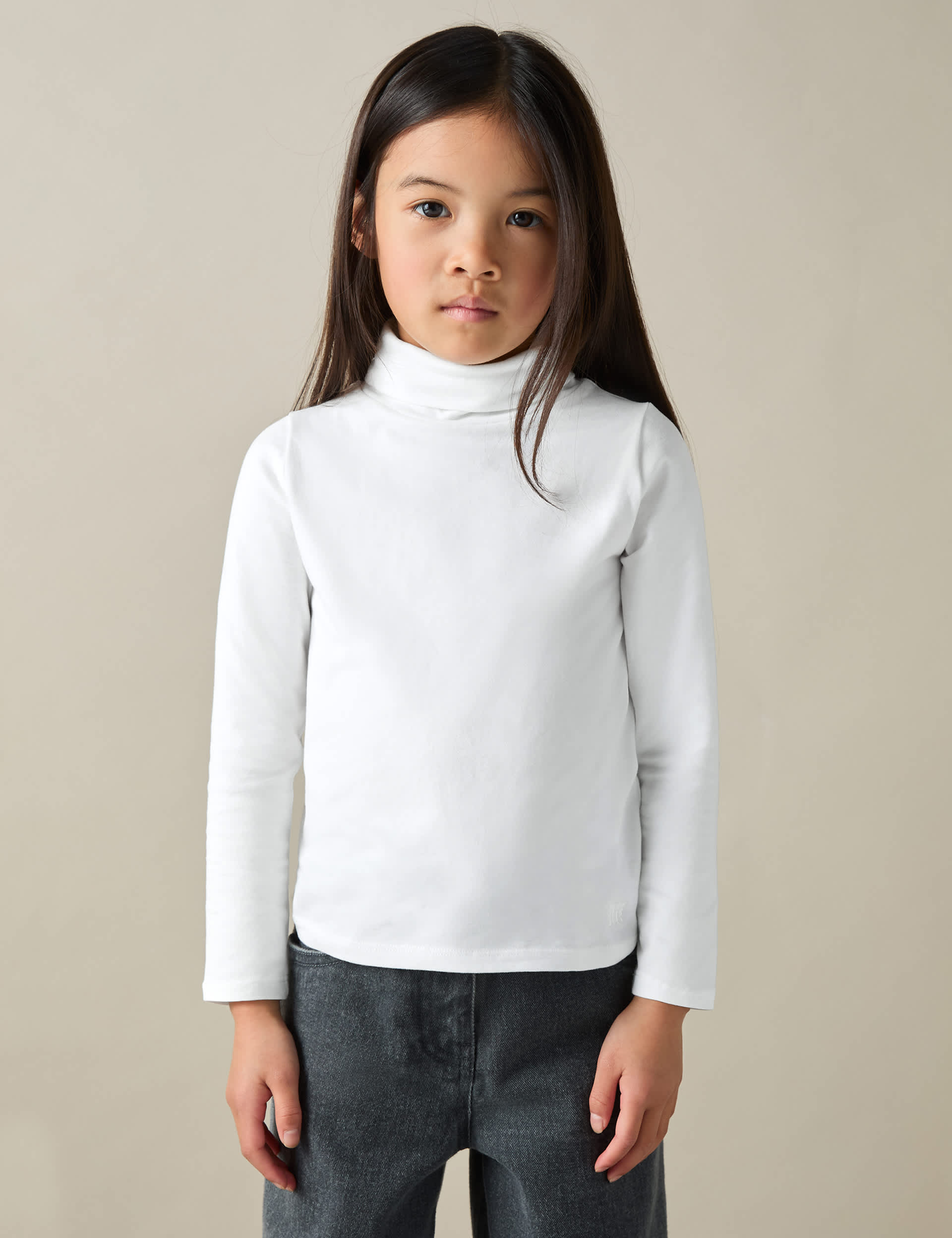 Reiss Girls Cotton Rich Roll Neck Top (4-14 Yrs) - 10-11 - White, White,Navy,Pink