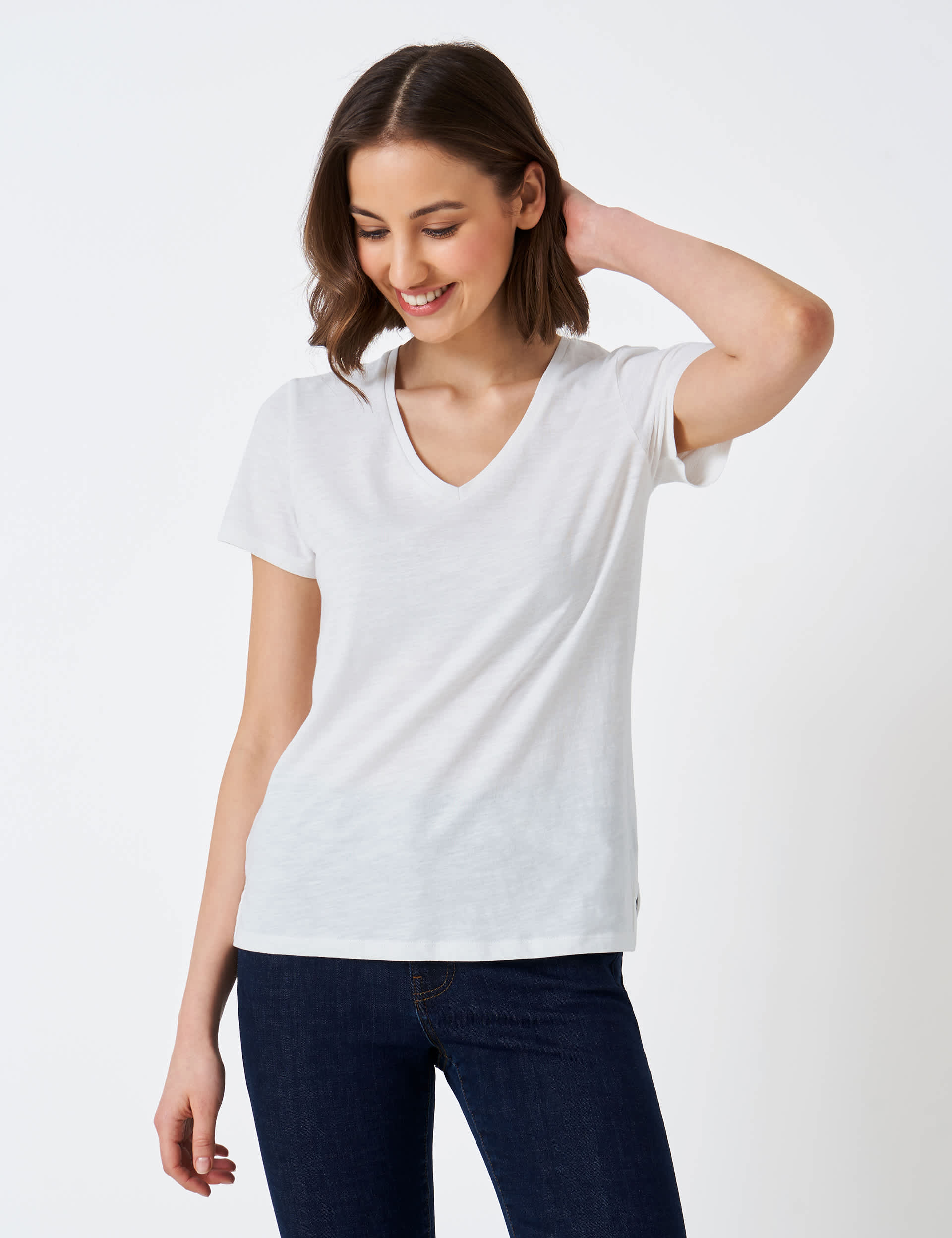 Crew Clothing Women's Pure Cotton Striped T-Shirt - 16 - White, White