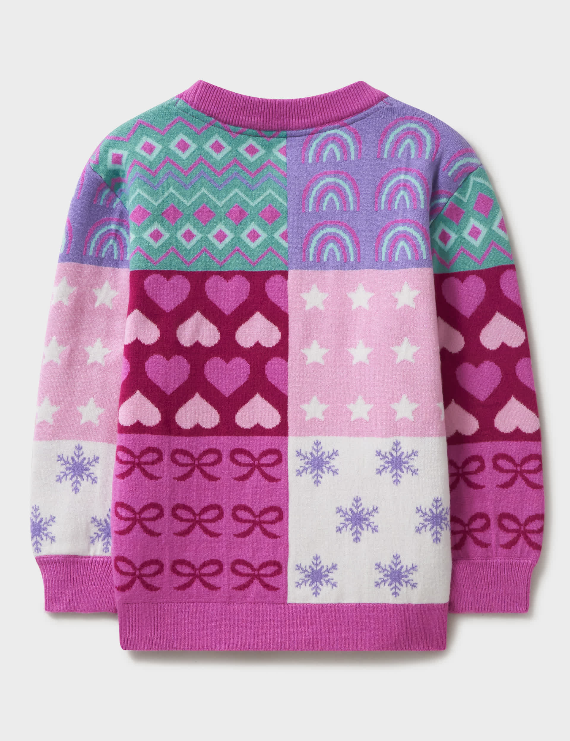 Crew Clothing Girls Patchwork Jacquard Jumper (3-13 Yrs) - 4-5 Y - Pink Mix, Pink Mix