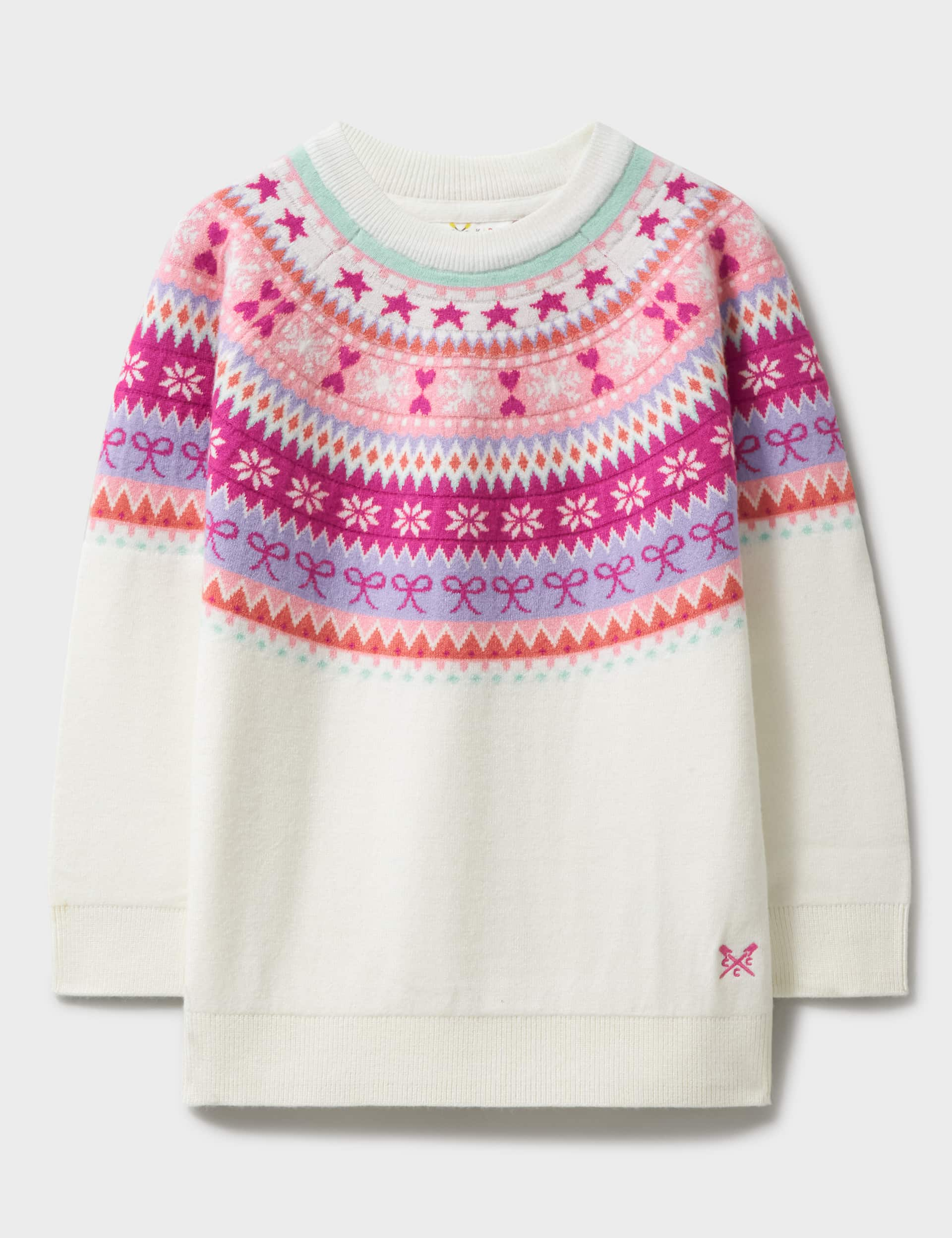 Crew Clothing Girls Fair Isle Jumper (3-12 Yrs) - 7-8 Y - Ivory Mix, Ivory Mix