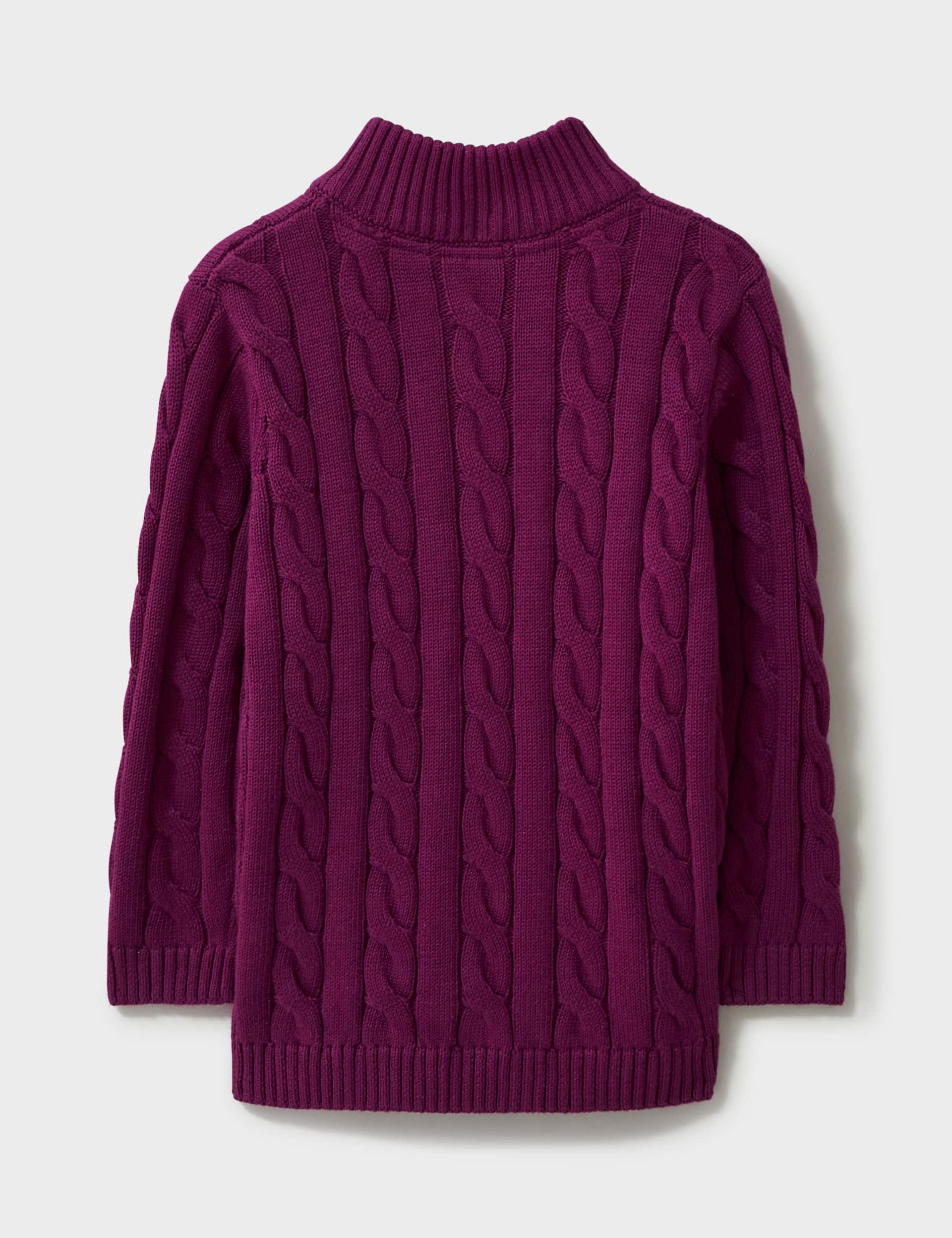 Crew Clothing Boys Pure Cotton Cable Knit Half Zip Jumper (3-12 Yrs) - 9-10Y - Burgundy, Dark Blue,B