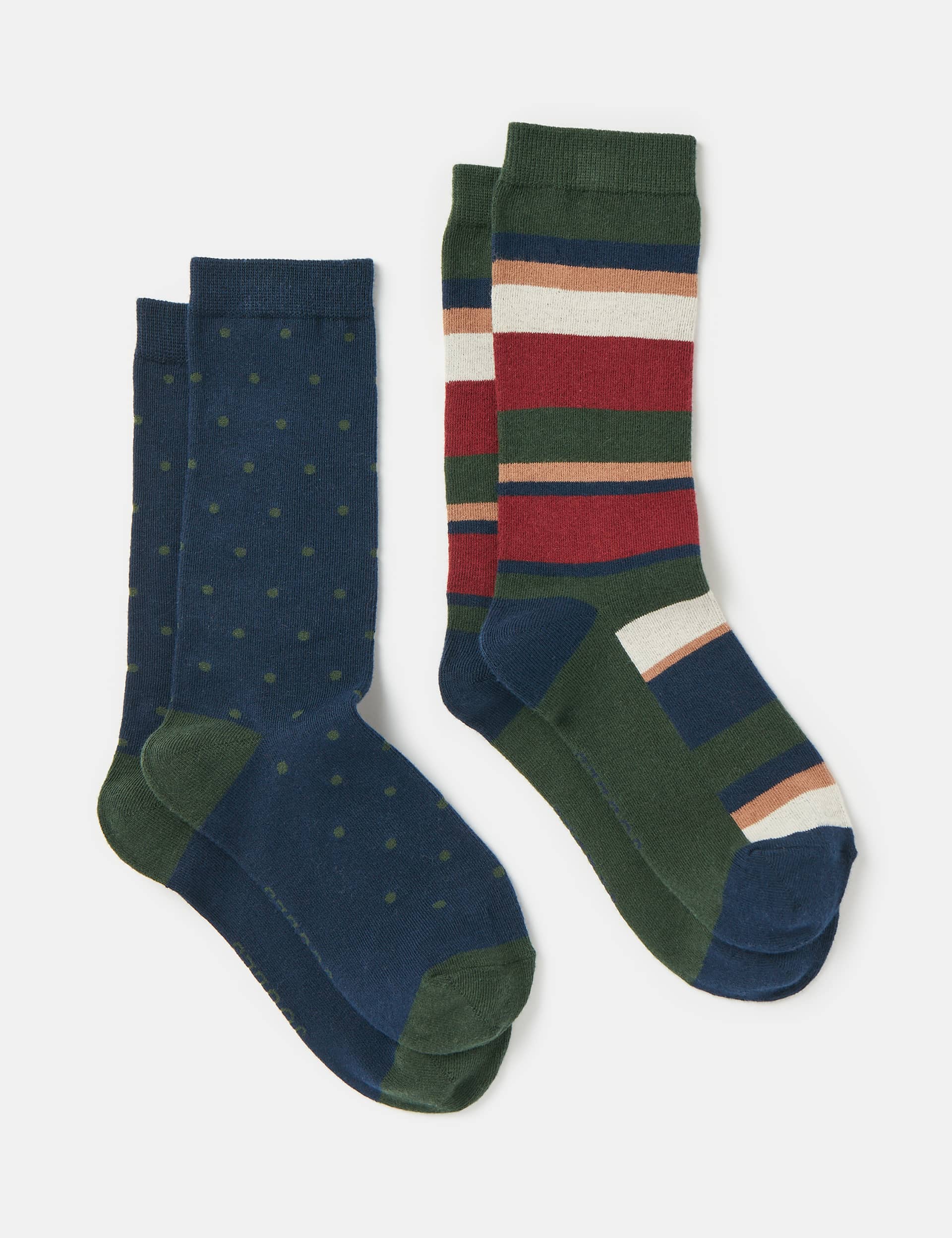 Joules Men's 2pk Patterned Cotton Rich Socks - Multi, Multi