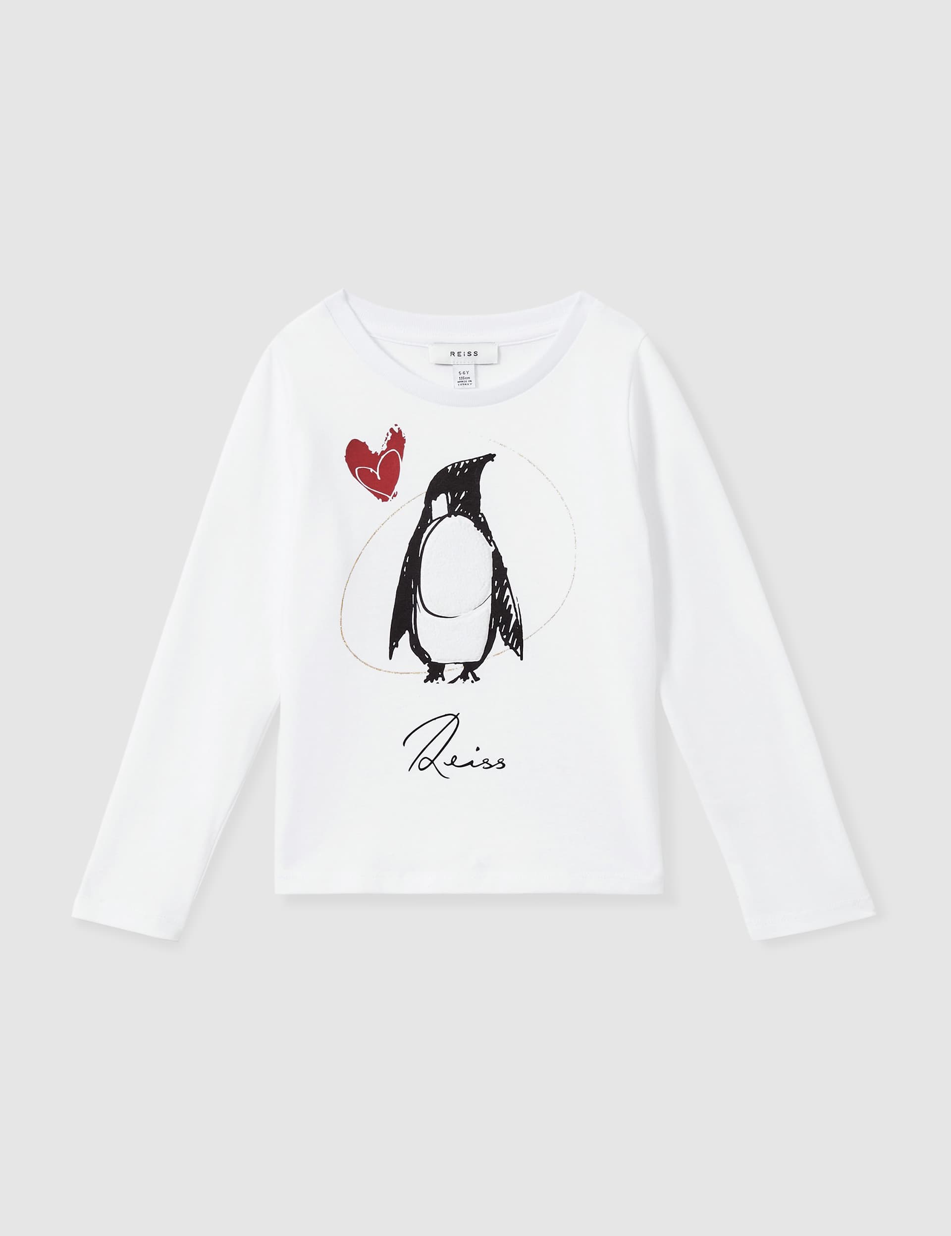 Reiss Girls Pure Cotton Penguin Graphic Top (4-14 Yrs) - 7-8 Y - White, White