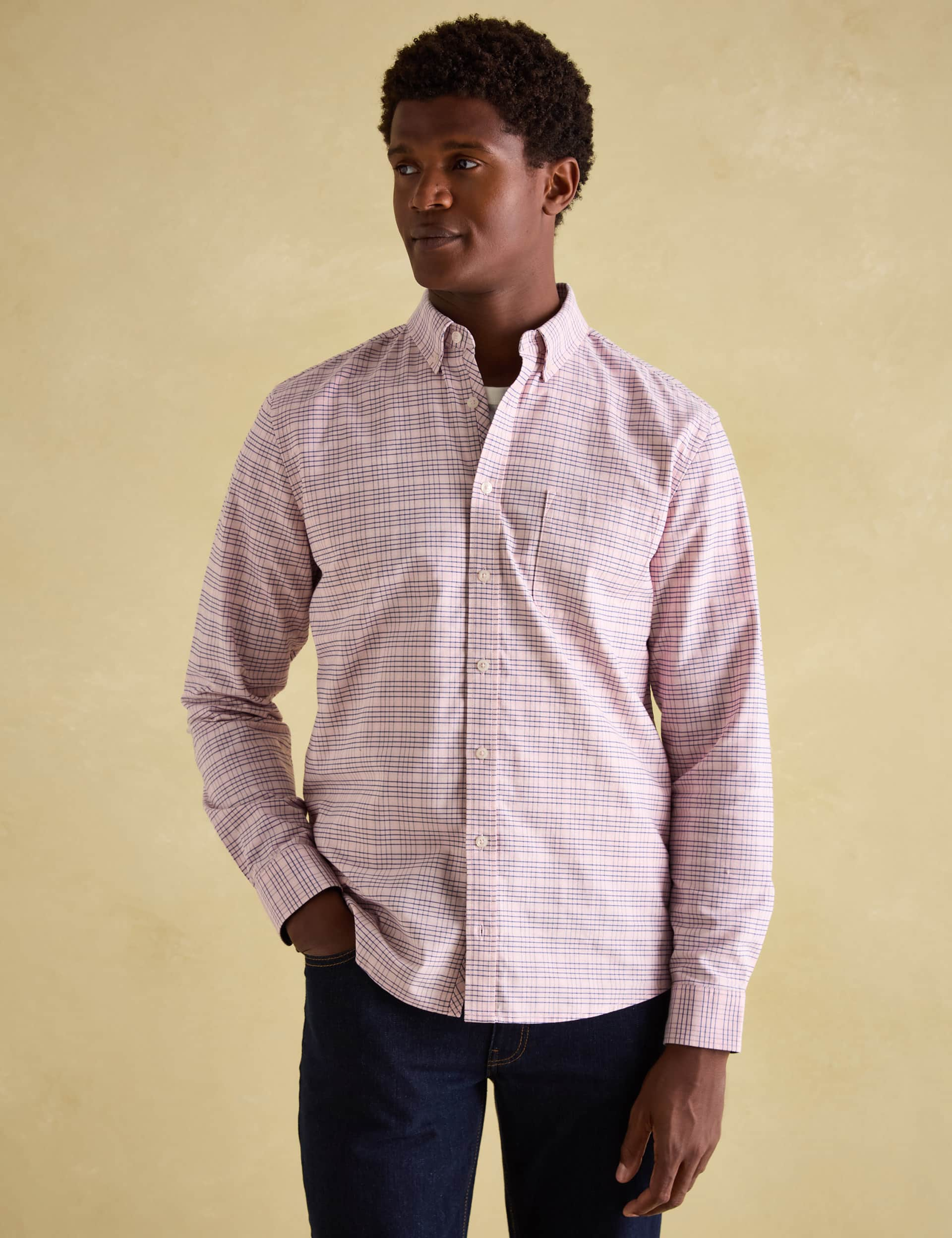 Joules Men's Pure Cotton Check Shirt - M - Pink Mix, Pink Mix