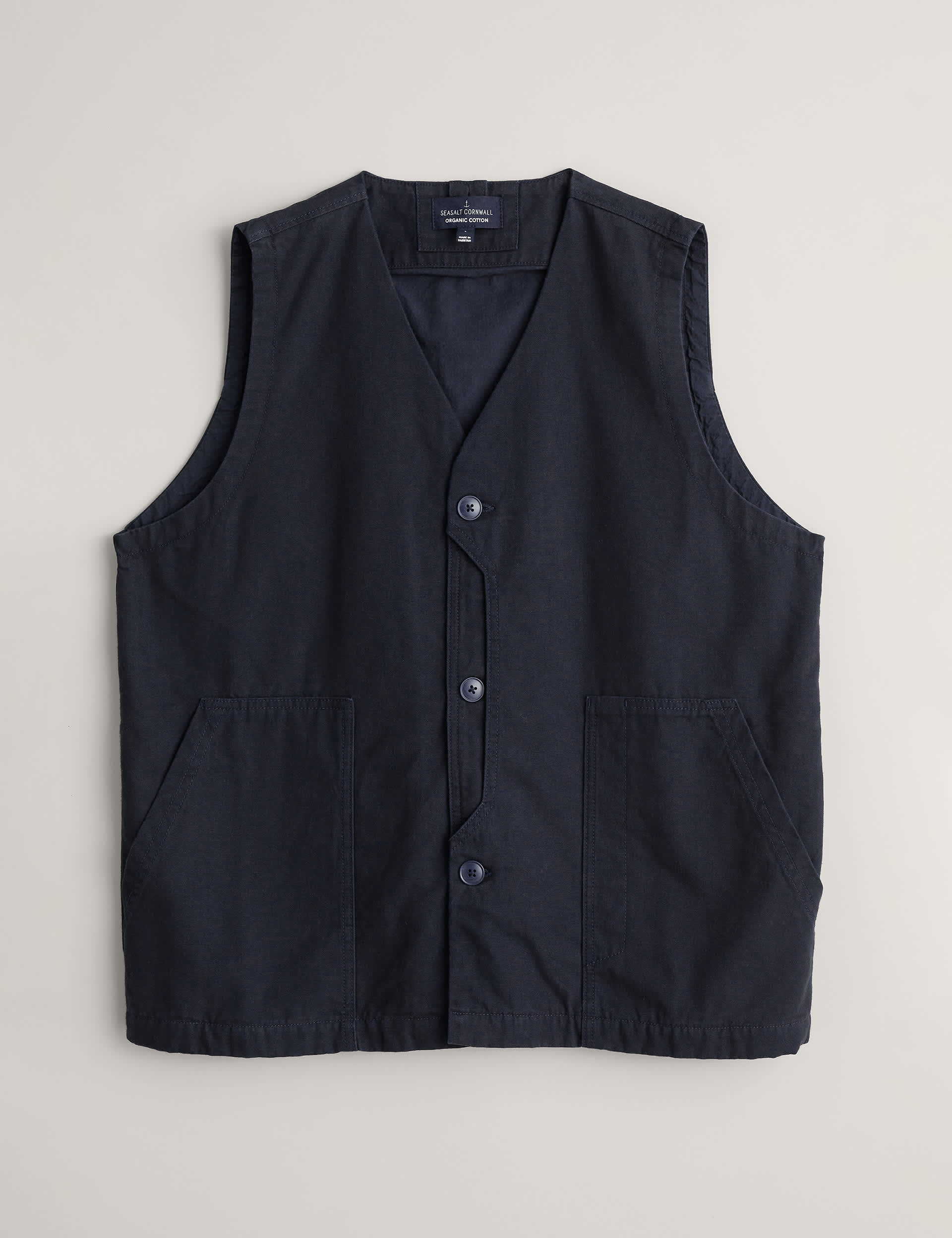 Seasalt Cornwall Men's Regular Fit Cotton Waistcoat - Navy, Green,Navy