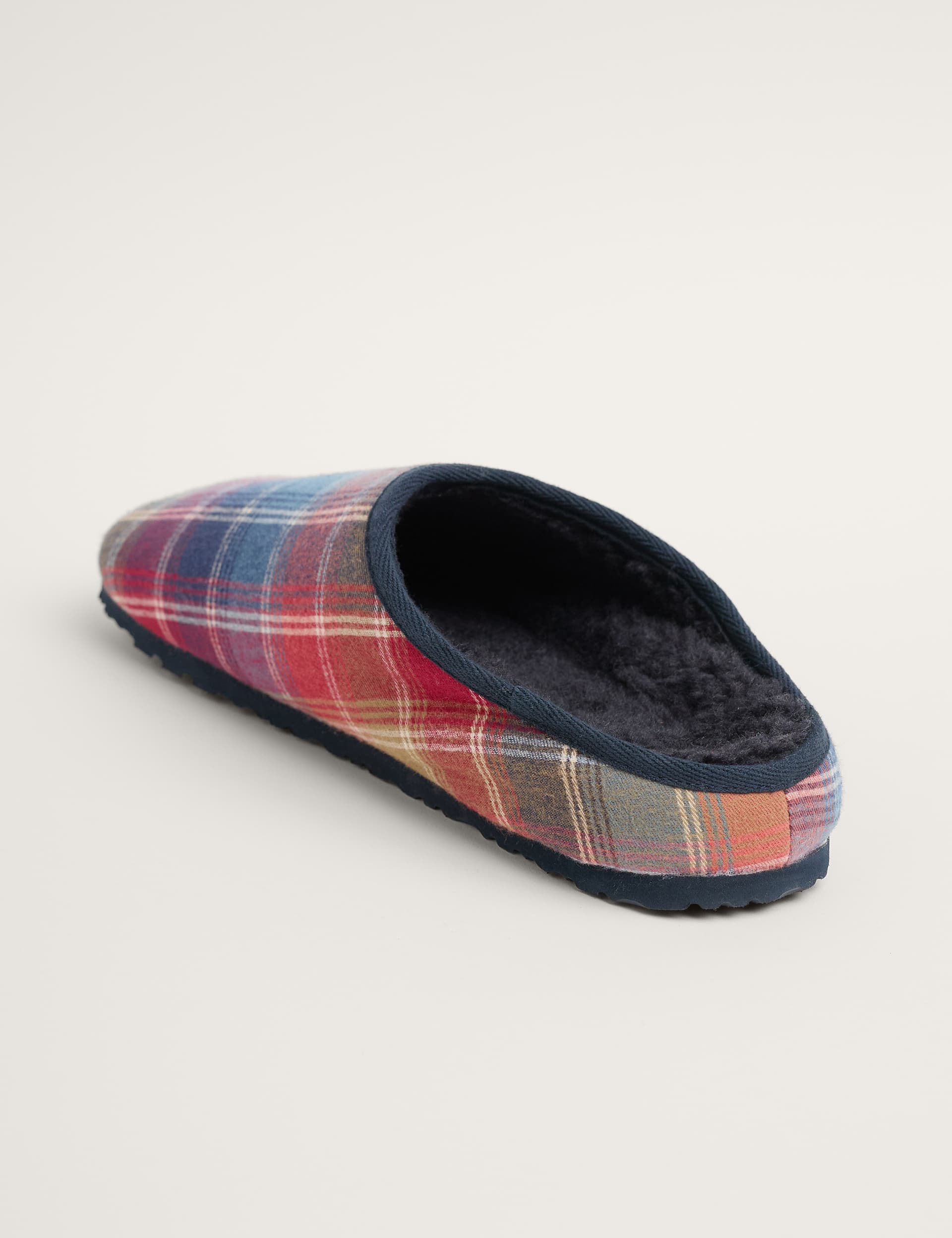 Seasalt Cornwall Men's Checked Fleece Lined Mule Slippers - 45 - Multi, Multi