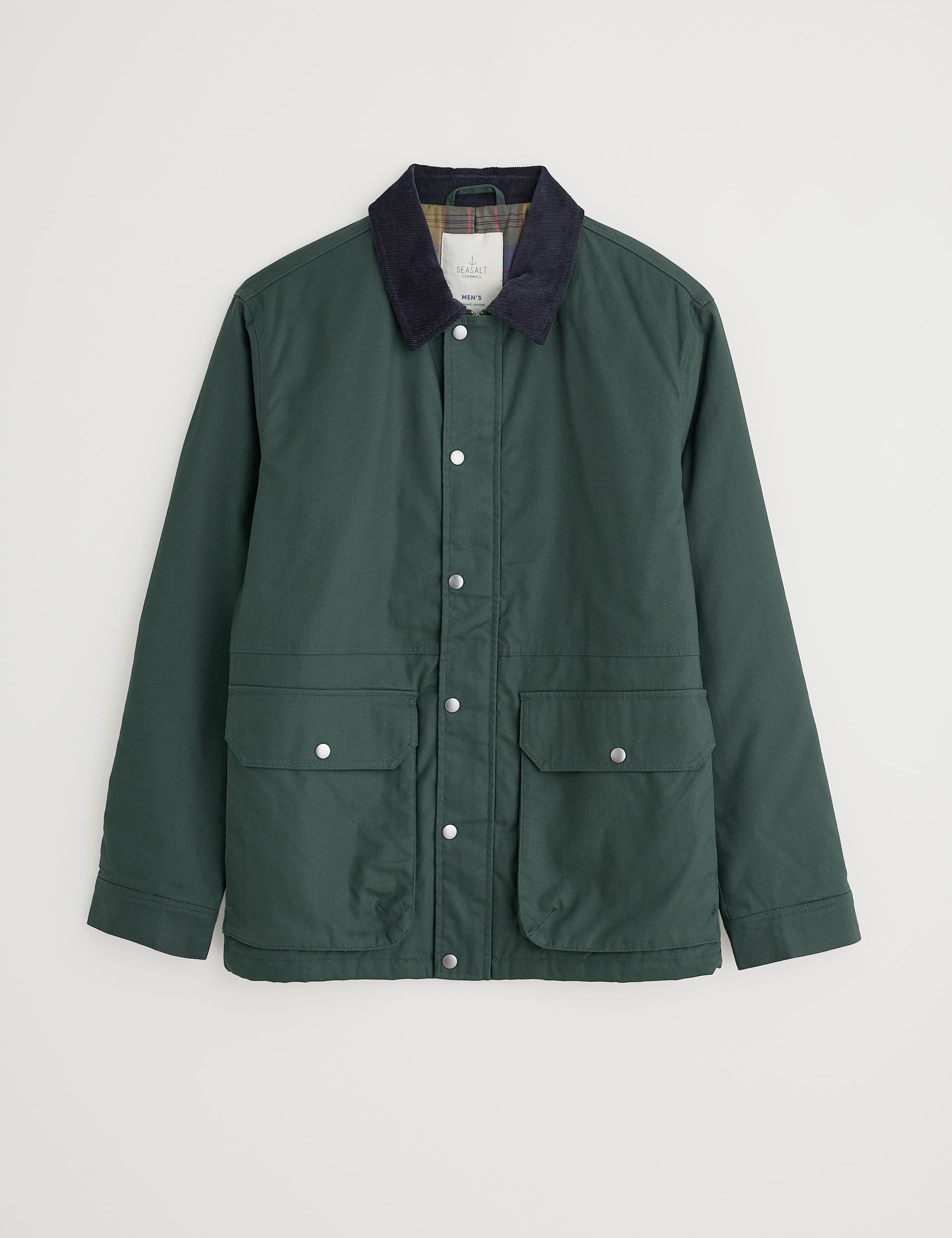 Seasalt Cornwall Men's Pure Cotton Waterproof Harrington Coat - L - Green, Navy,Green