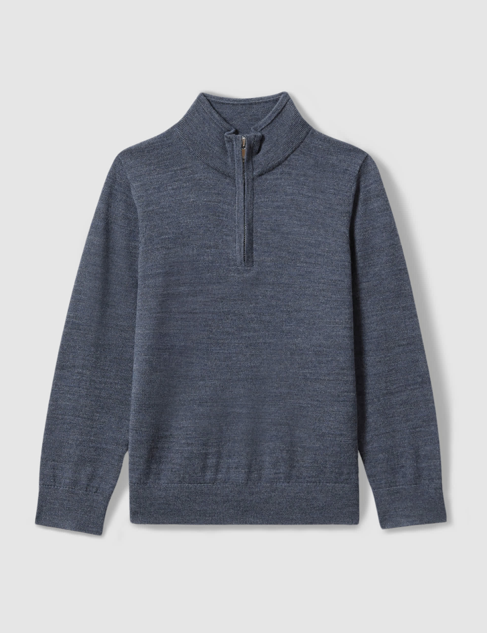 Reiss Boys Pure Wool Knitted Half Zip Jumper (3-14 Yrs) - 7-8 Y - Dark Blue, Stone,Dark Blue,Dark Gr