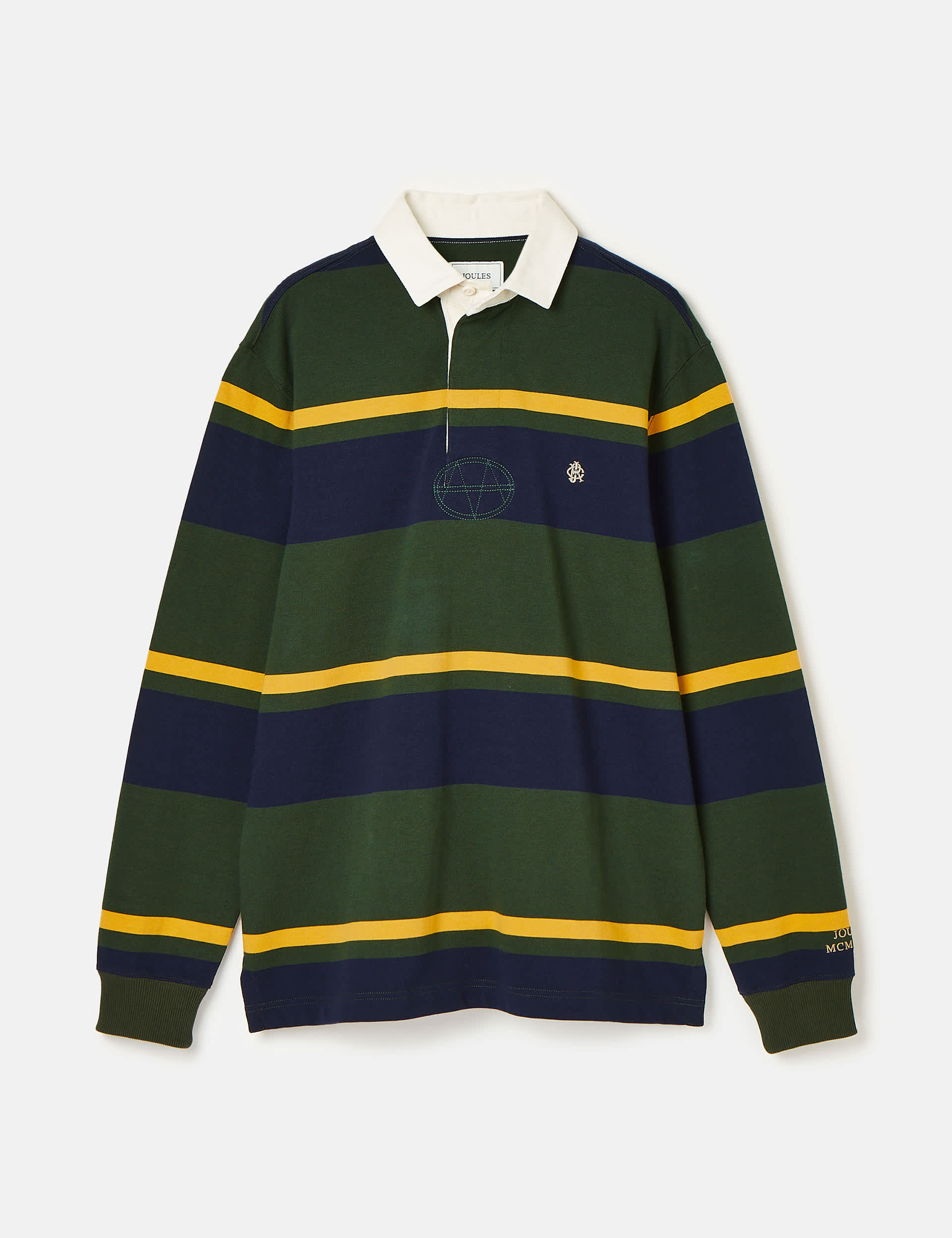 Joules Men's Pure Cotton Striped Long Sleeve Rugby Shirt - XL - Dark Green Mix, Dark Green Mix