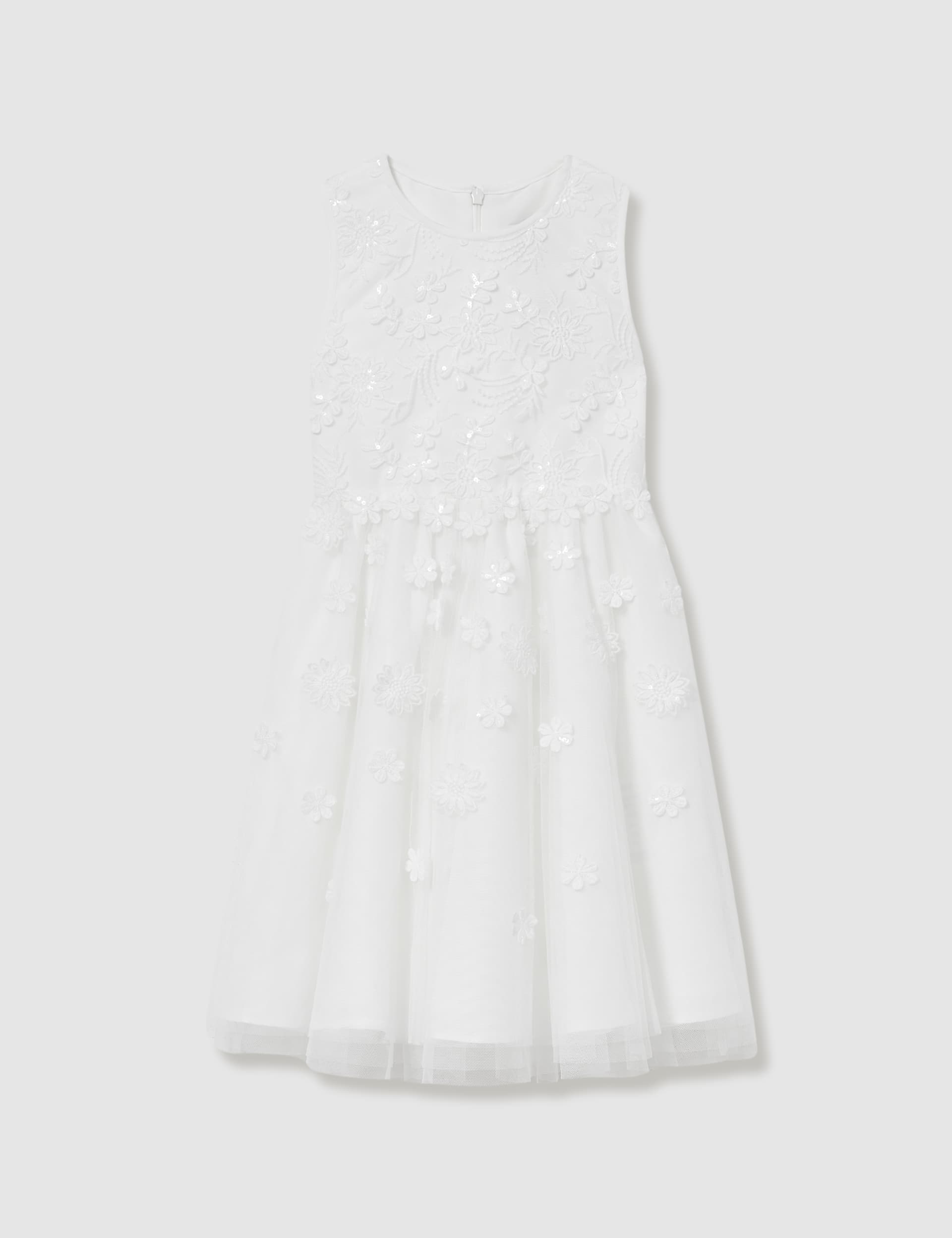 Reiss Girls Tulle Floral Bridesmaid Dress (4-14 Yrs) - 8-9 Y - White, White