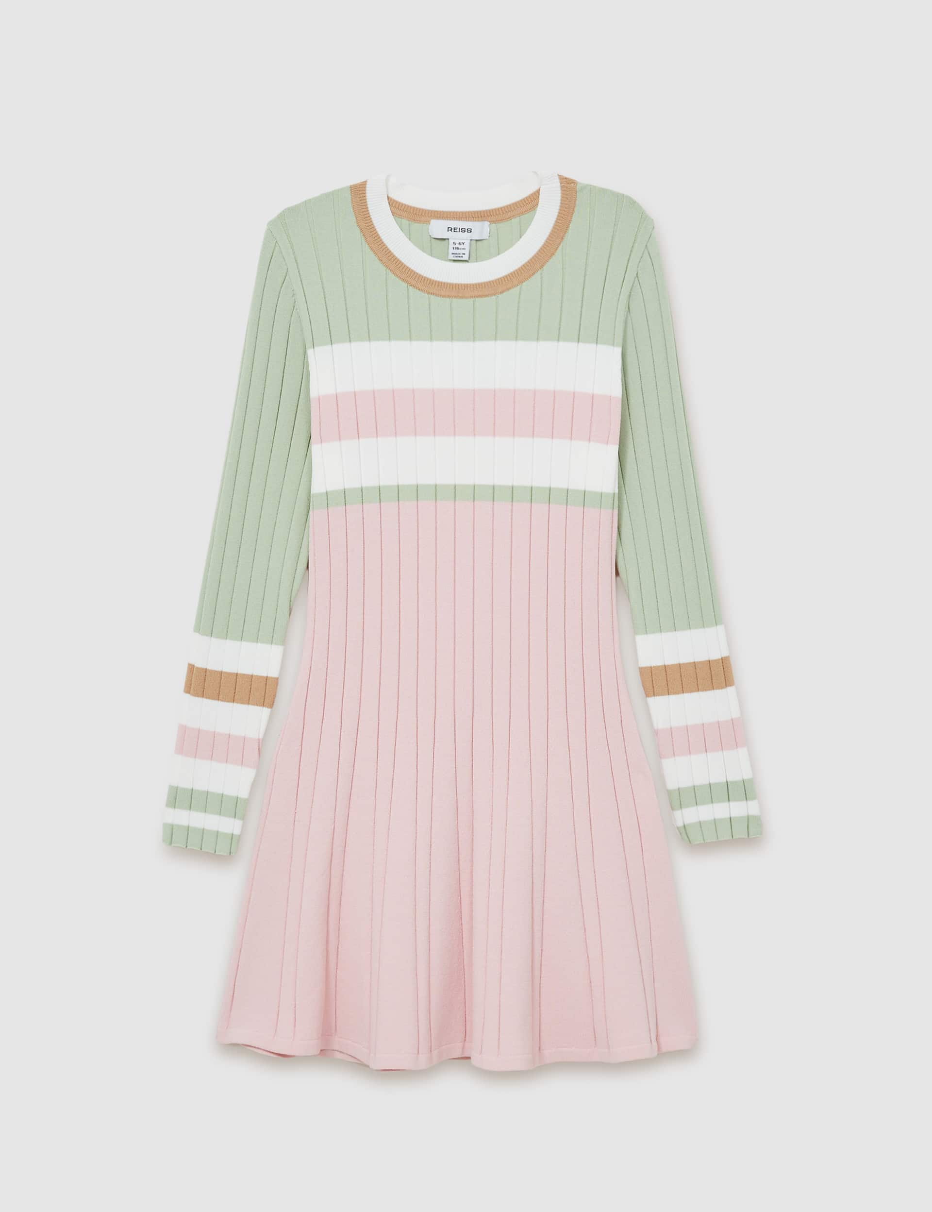 Reiss Girls Knitted Colour Block Dress (4-14 Yrs) - 8-9 Y - Pink Mix, Pink Mix