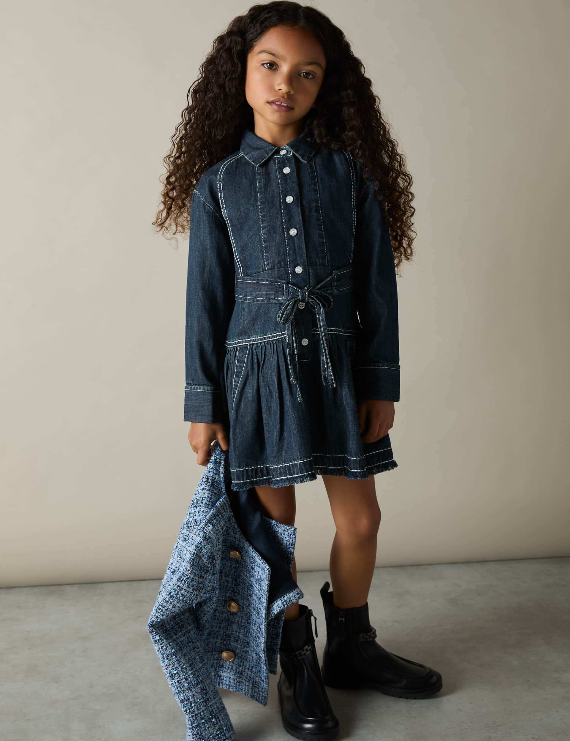 Reiss Girls Denim Dress (4-14 Yrs) - 7-8 Y - Blue, Blue