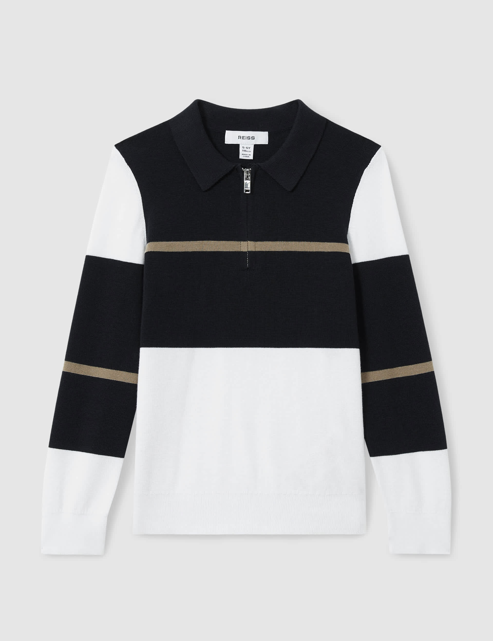 Reiss Boys Cotton Blend Colour Block Polo Shirt (3-14 Yrs) - 8-9 Y - Black Mix, Black Mix