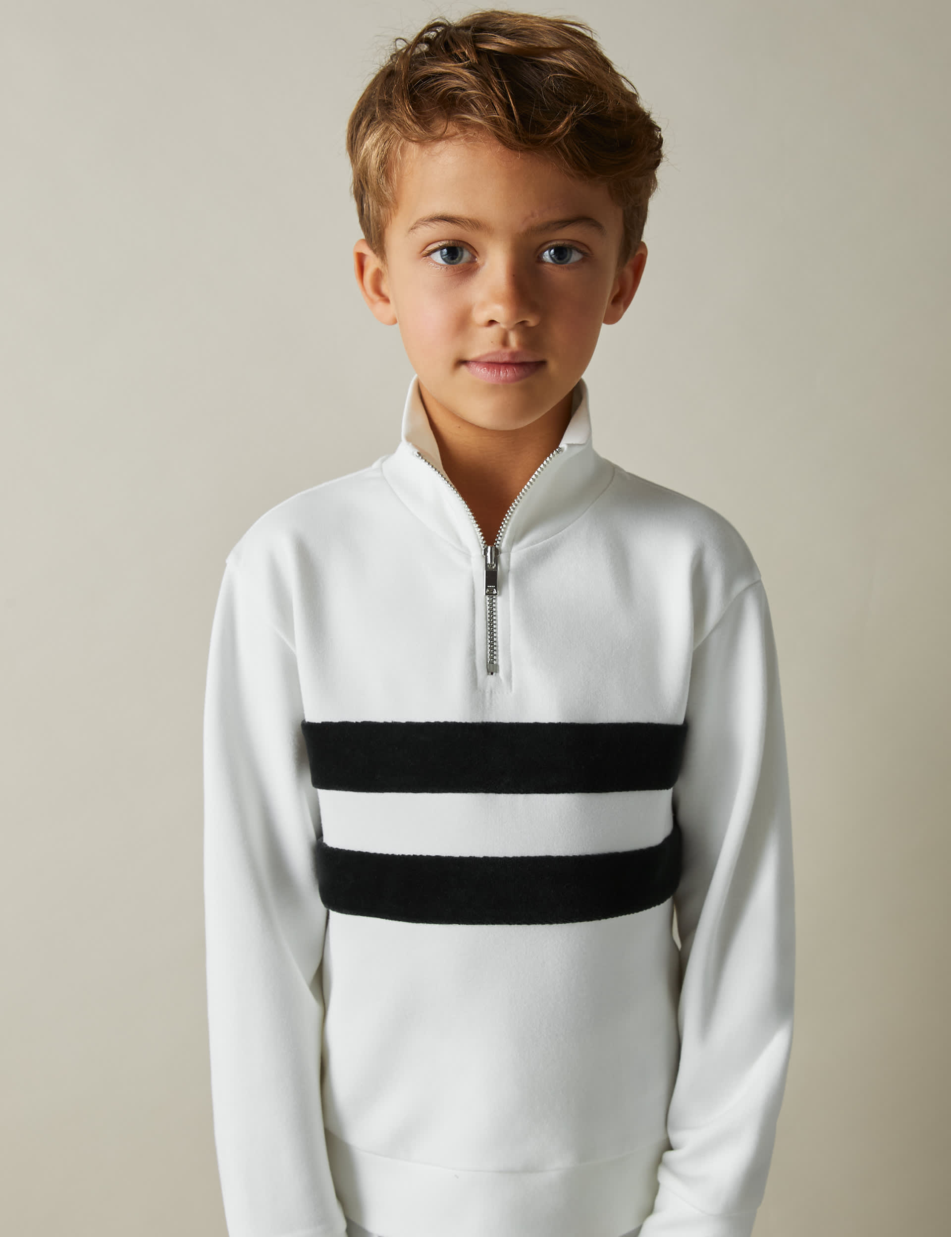 Reiss Boys Striped Half Zip Sweatshirt (3-14 Yrs) - 10-11 - Green Mix, Green Mix