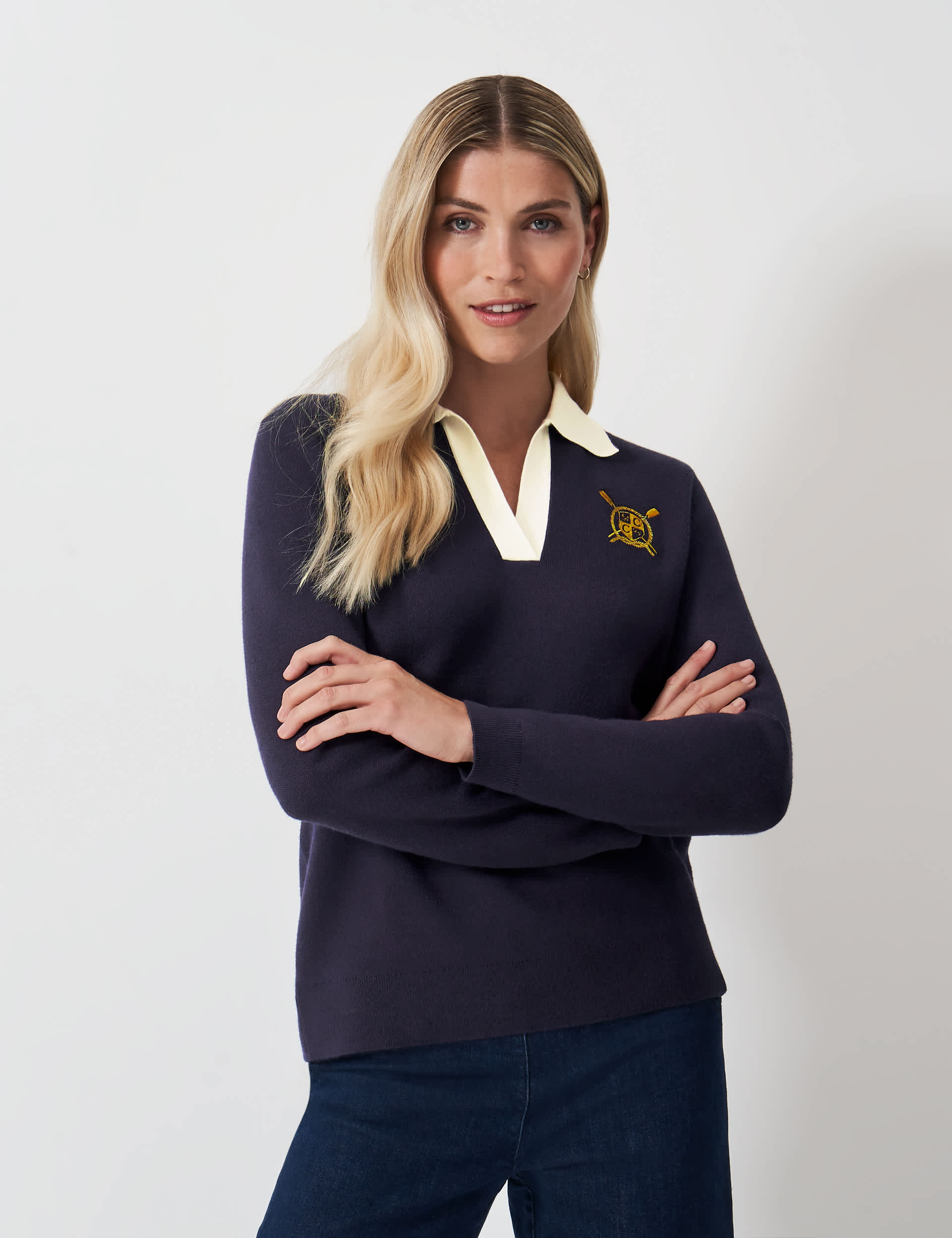 Crew Clothing Women's Embroidered Rugby Top - 12 - Navy, Navy