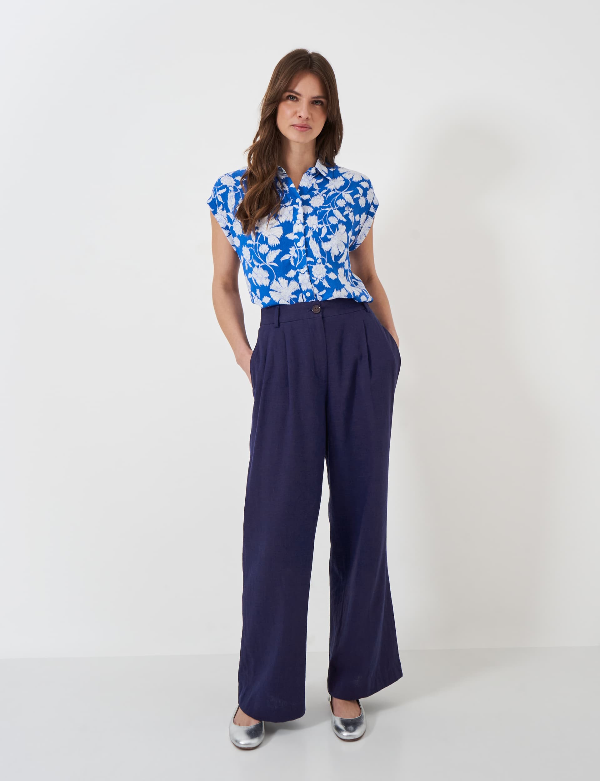 Crew Clothing Women's Linen Rich Wide Leg Trousers