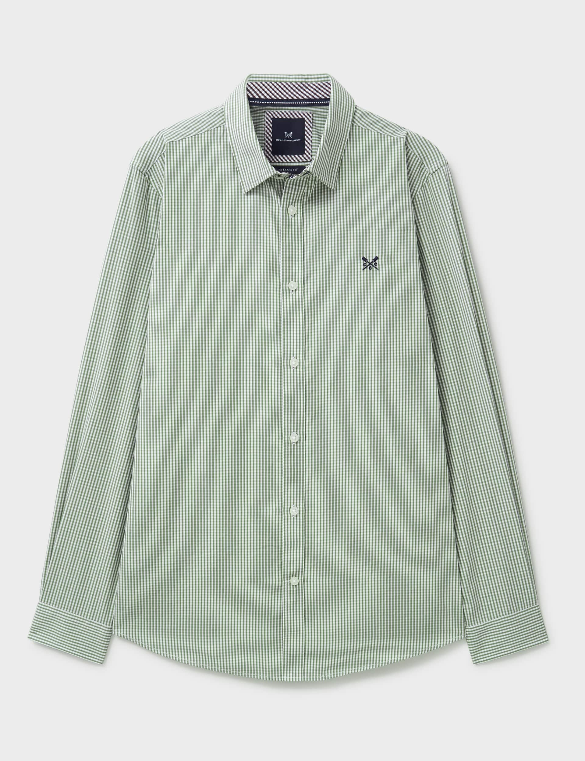 Crew Clothing Men's Pure Cotton Micro Gingham Check Oxford Shirt - XL - Green Mix, Green Mix