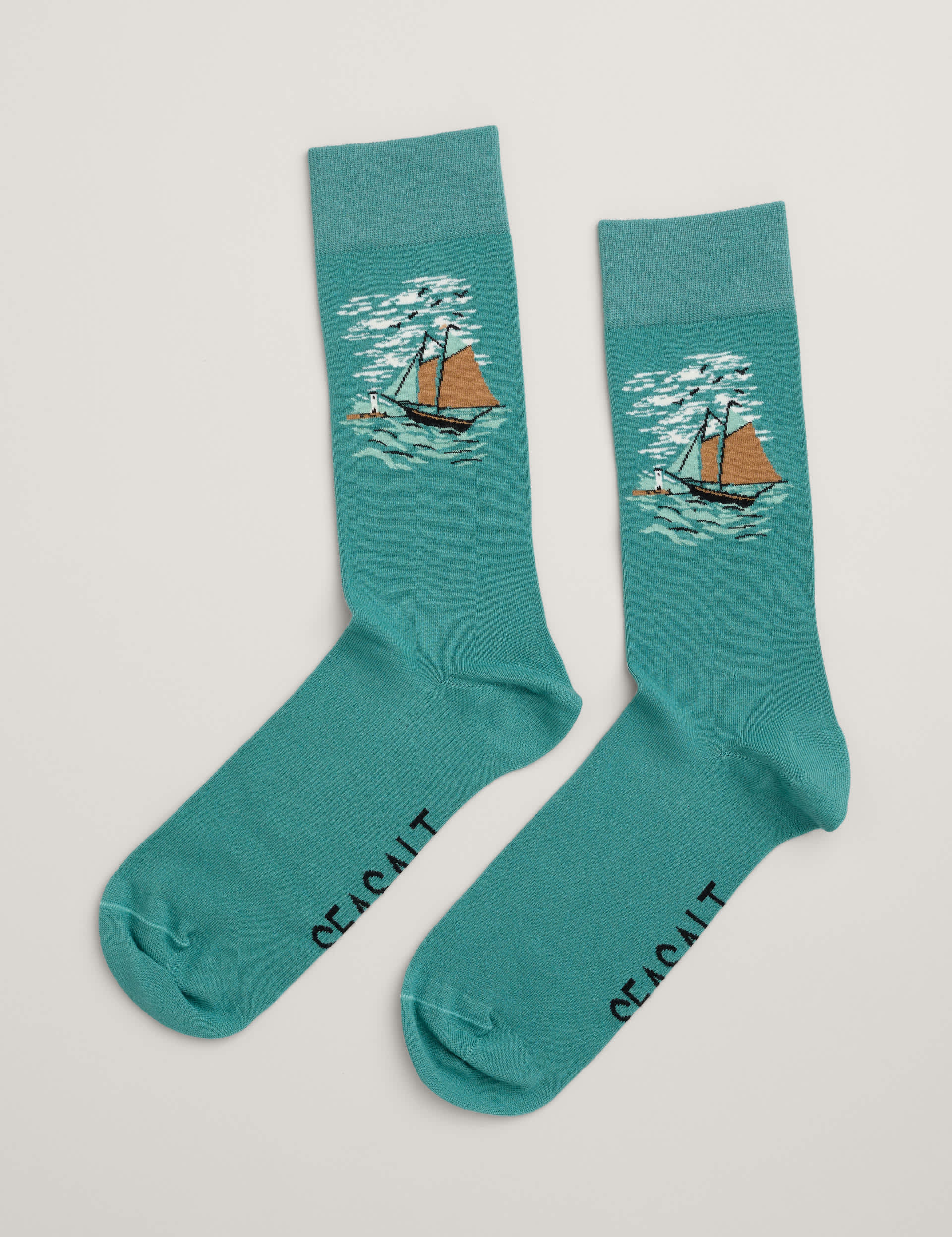 Seasalt Cornwall Men's Patterned Novelty Socks - Green Mix, Green Mix