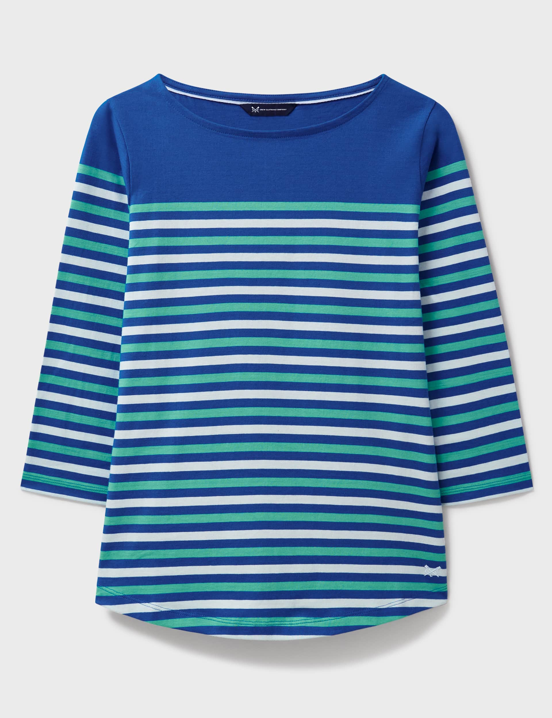 Crew Clothing Women's Pure Cotton Striped Top - 12 - Green Mix, Green Mix