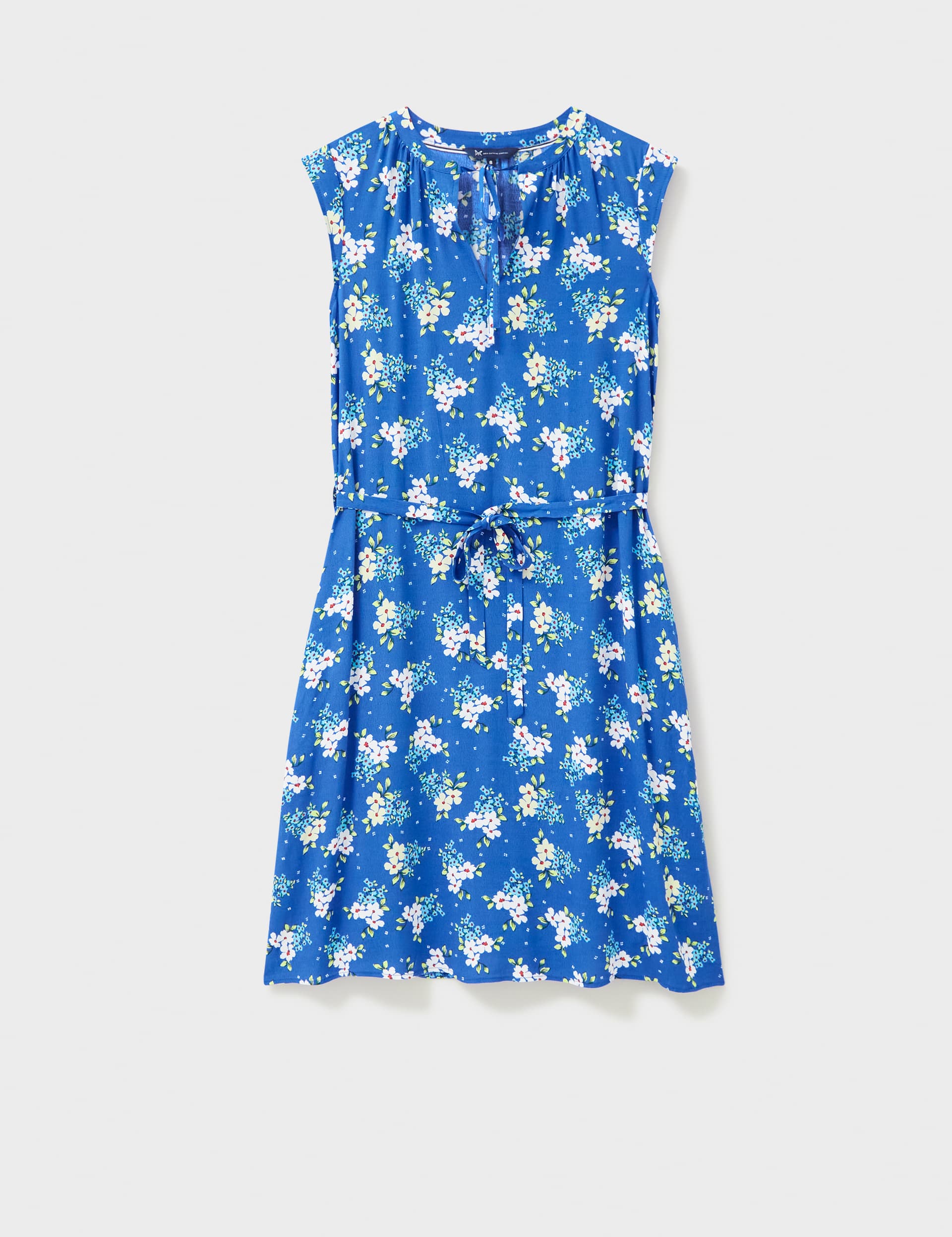 Crew Clothing Women's Floral Tie Neck Tie Waist Shift Dress - 12 - Blue Mix, Blue Mix