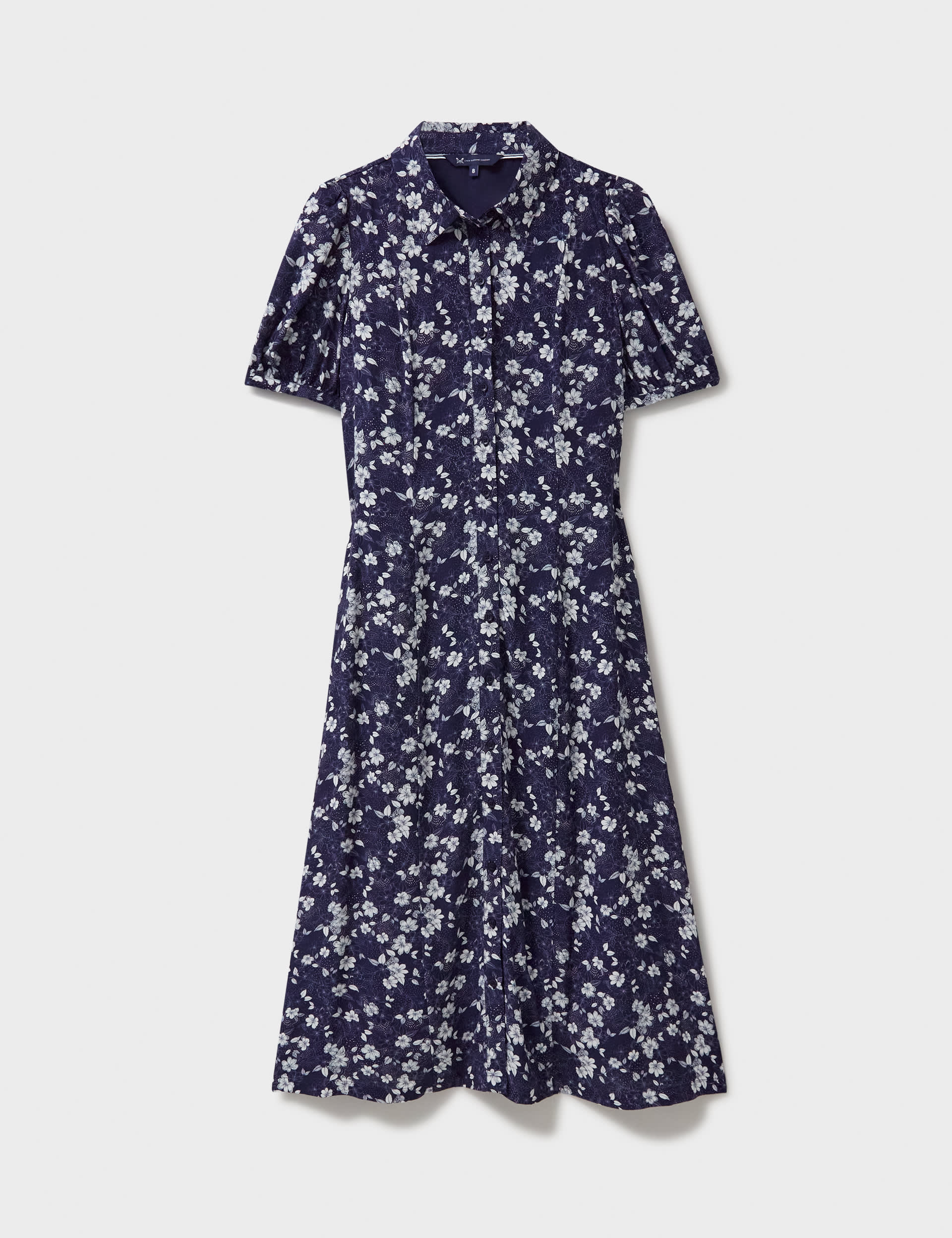 Crew Clothing Women's Floral Puff Sleeve Midi Shirt Dress - 14 - Navy Mix, Navy Mix