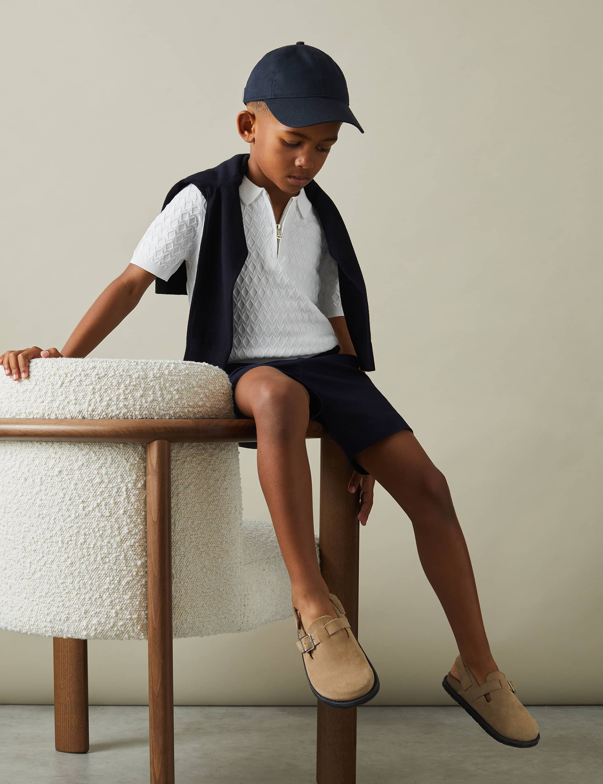 Reiss Boys Textured Half Zip Polo Shirt (3-14 Yrs)